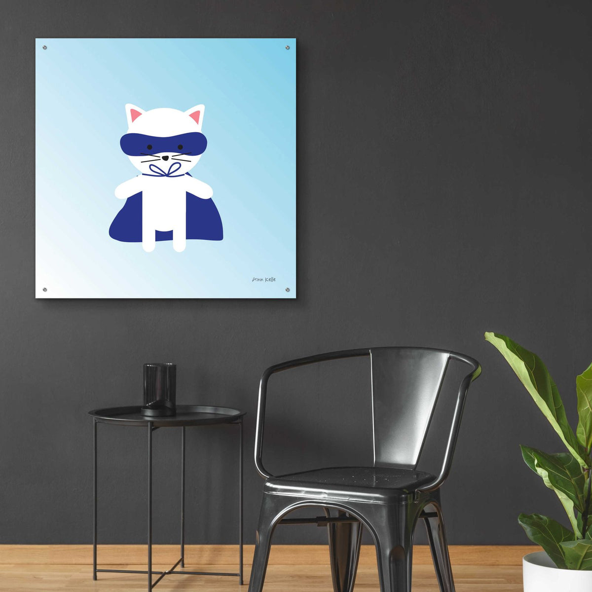 Cat Super Hero by Ann Kelle - 36x36 acrylic wall art in a room