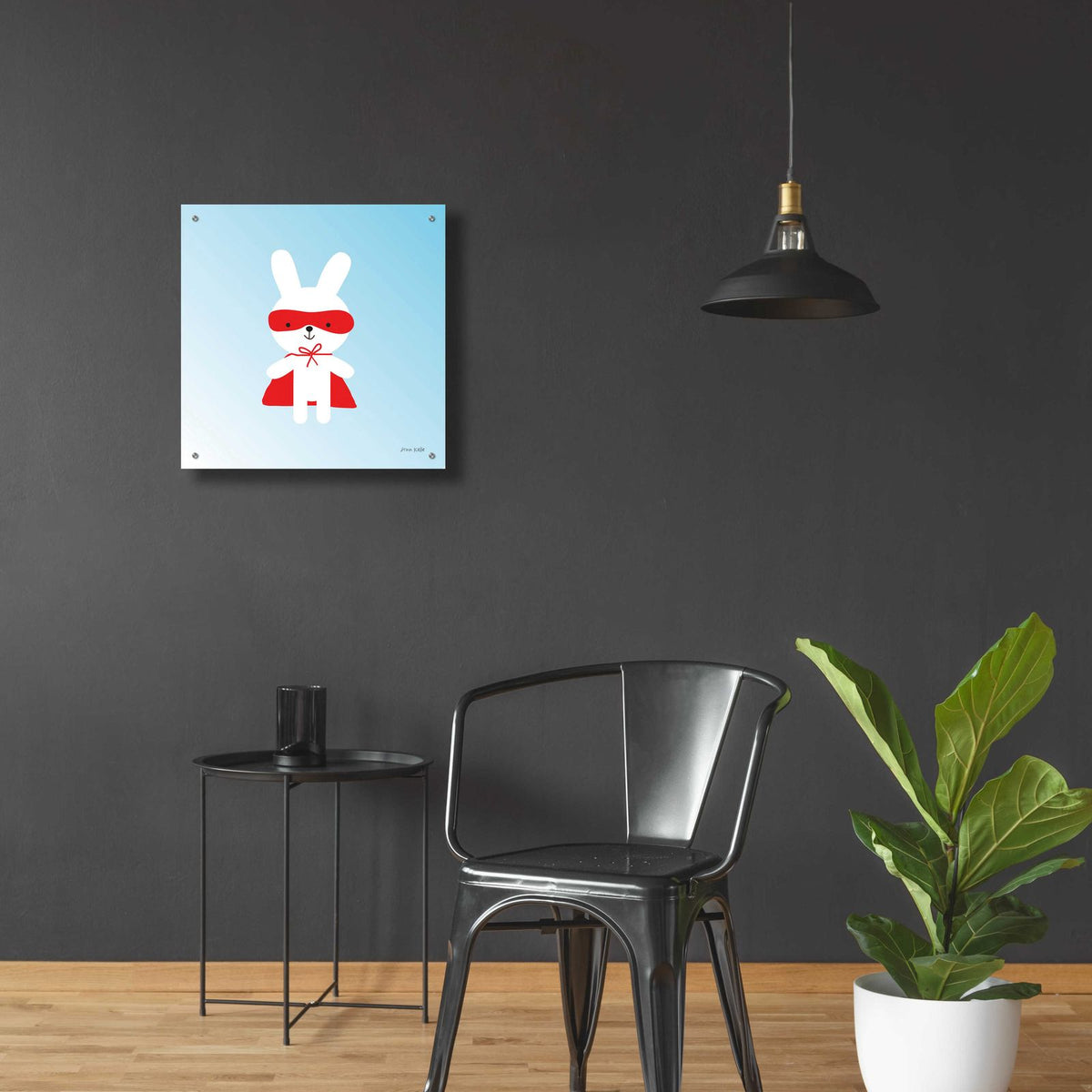 Rabbit Super Hero by Ann Kelle - 24x24 acrylic wall art in a room