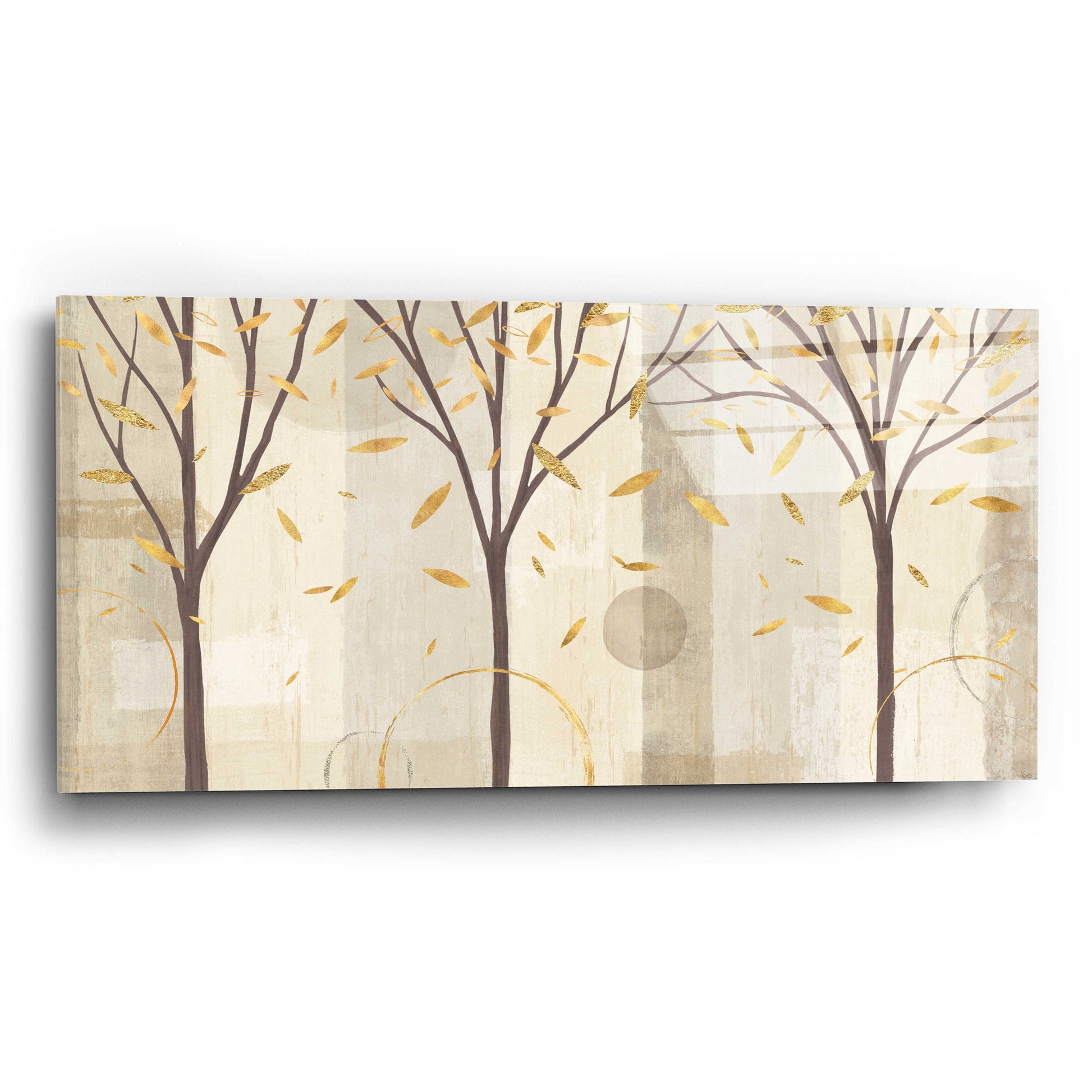 Epic Art 'Watercolor Forest Gold I' by Veronique Charron, Acrylic Glass Wall Art,24x12