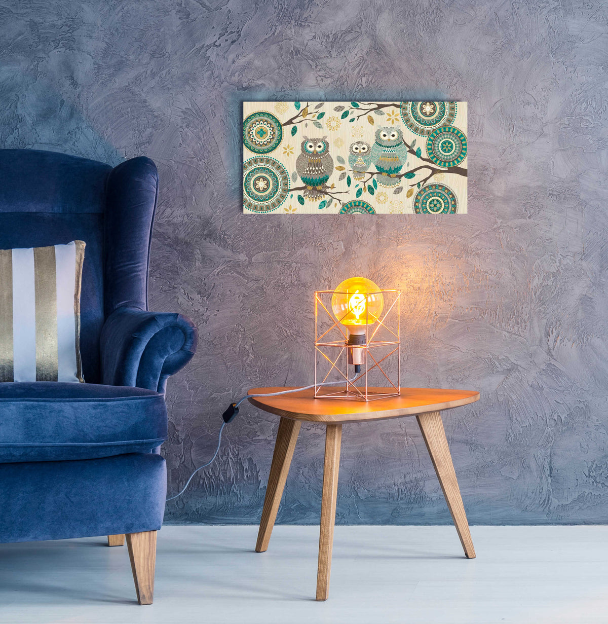 Epic Art 'Cool Feathers V' by Veronique Charron, Acrylic Glass Wall Art,24x12