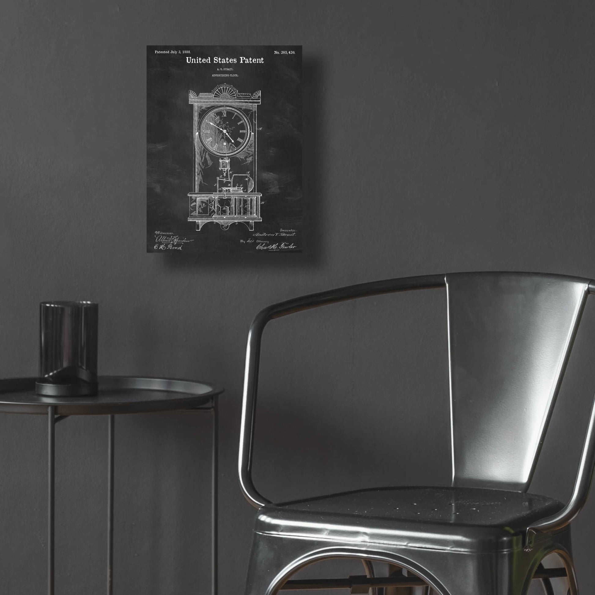 Epic Art 'Mantel Clock Blueprint Patent Chalkboard,' Acrylic Glass Wall Art,12x16