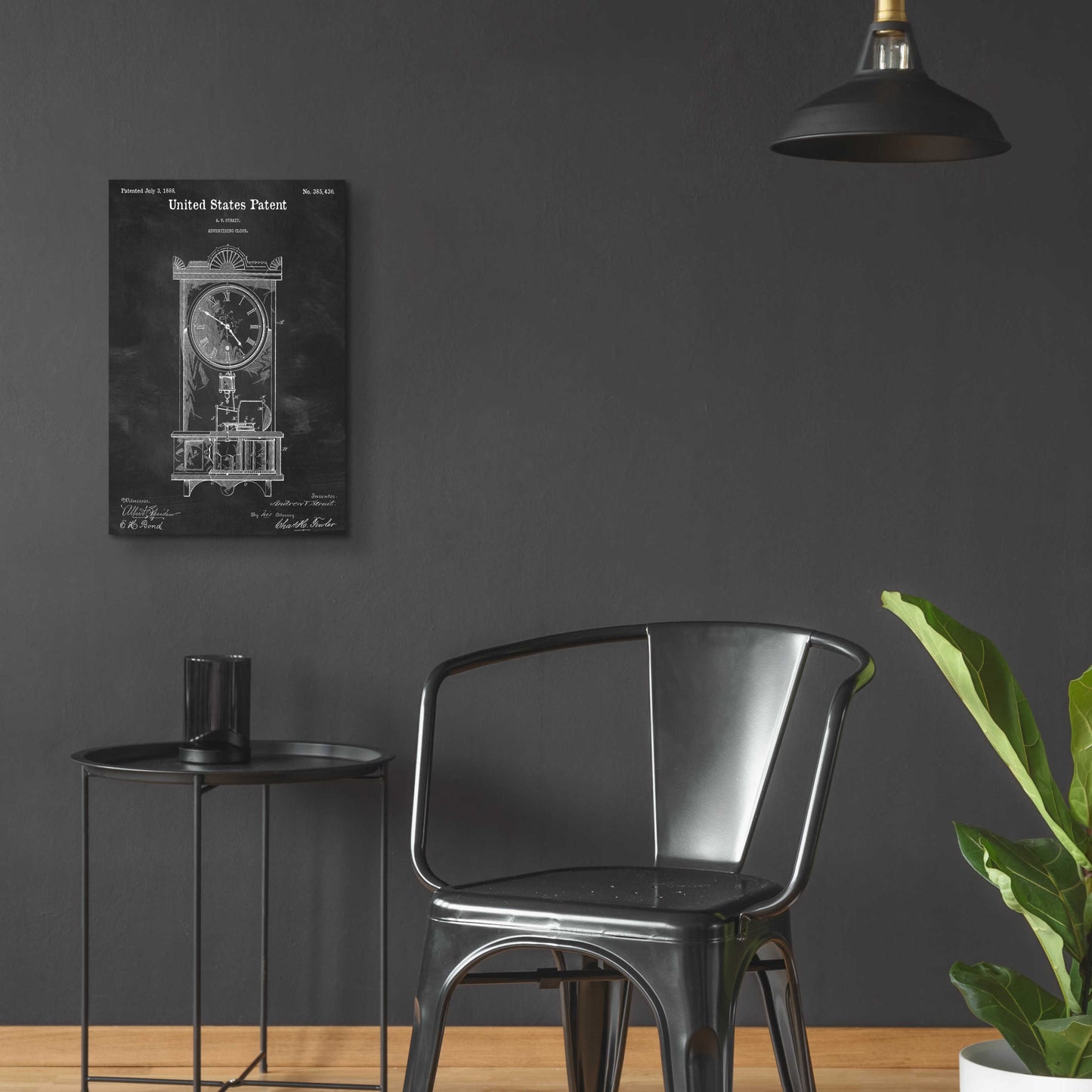 Epic Art 'Mantel Clock Blueprint Patent Chalkboard,' Acrylic Glass Wall Art,16x24
