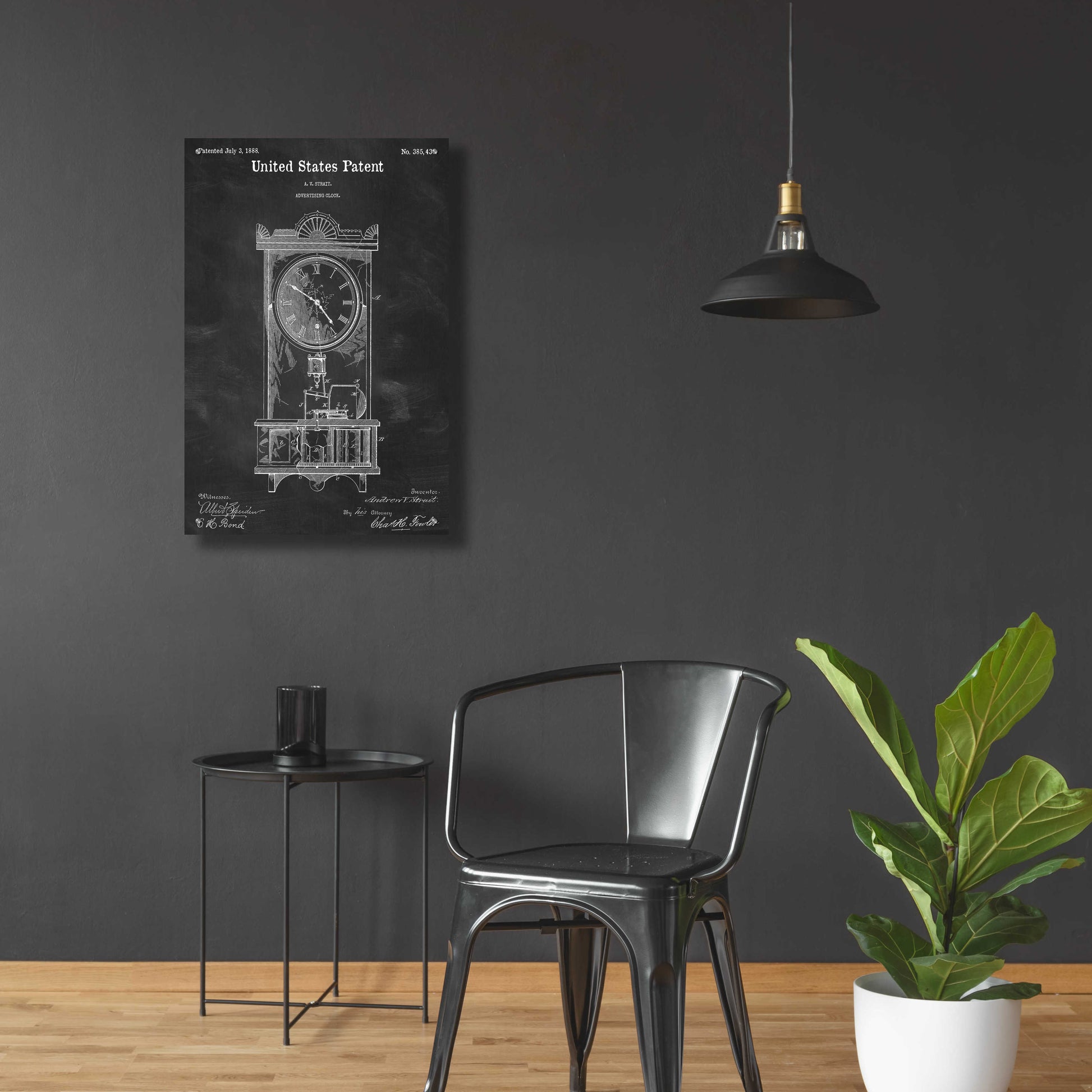 Epic Art 'Mantel Clock Blueprint Patent Chalkboard,' Acrylic Glass Wall Art,24x36