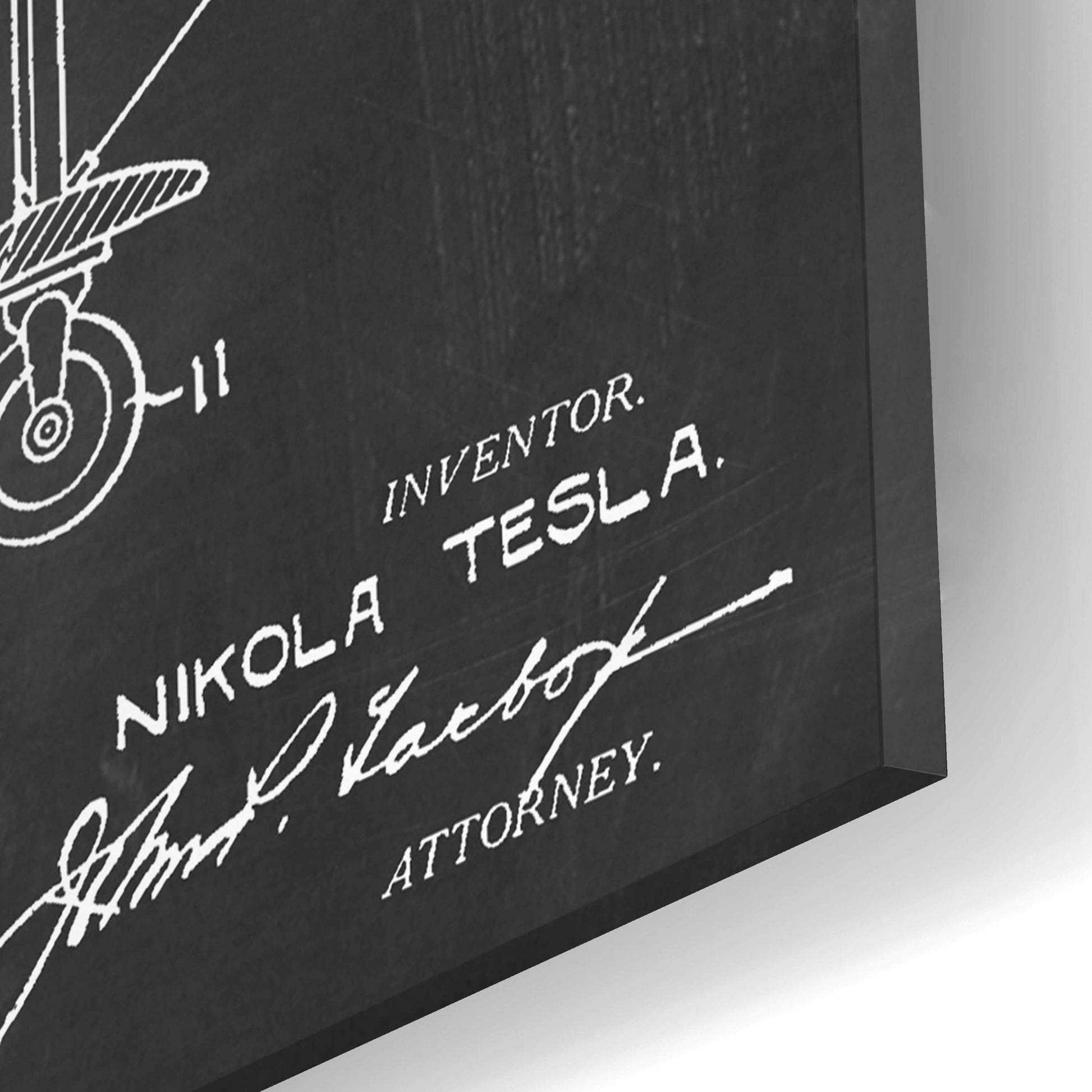 Epic Art 'Tesla Aerial Apparatus Blueprint Patent Chalkboard,' Acrylic Glass Wall Art,16x12