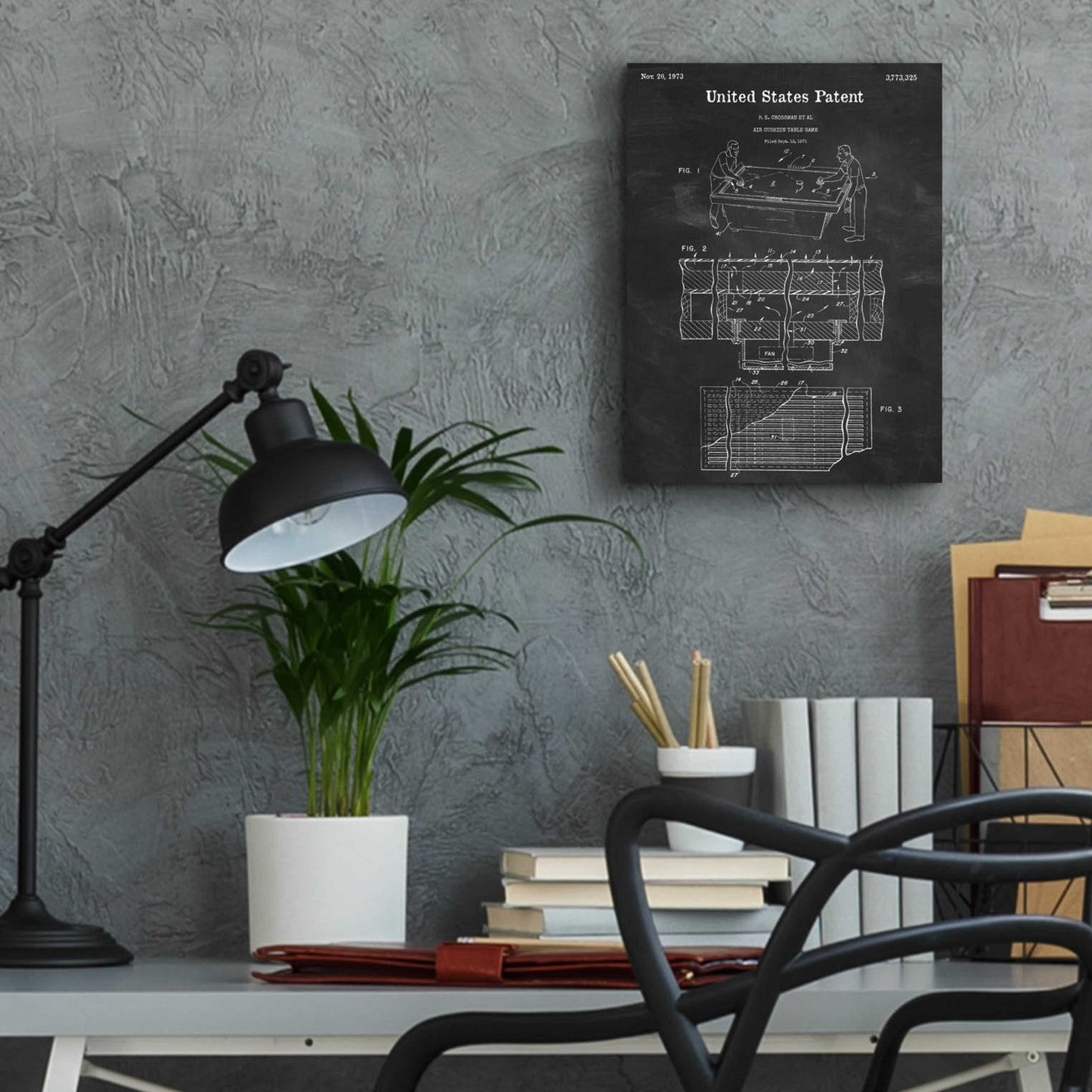 Epic Art 'Air Hockey Blueprint Patent Chalkboard,' Acrylic Glass Wall Art,12x16