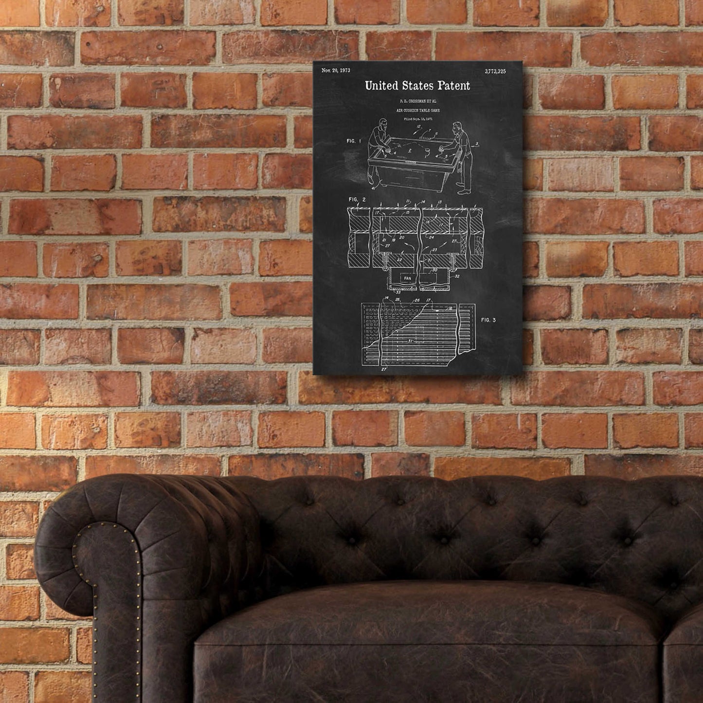 Epic Art 'Air Hockey Blueprint Patent Chalkboard,' Acrylic Glass Wall Art,16x24