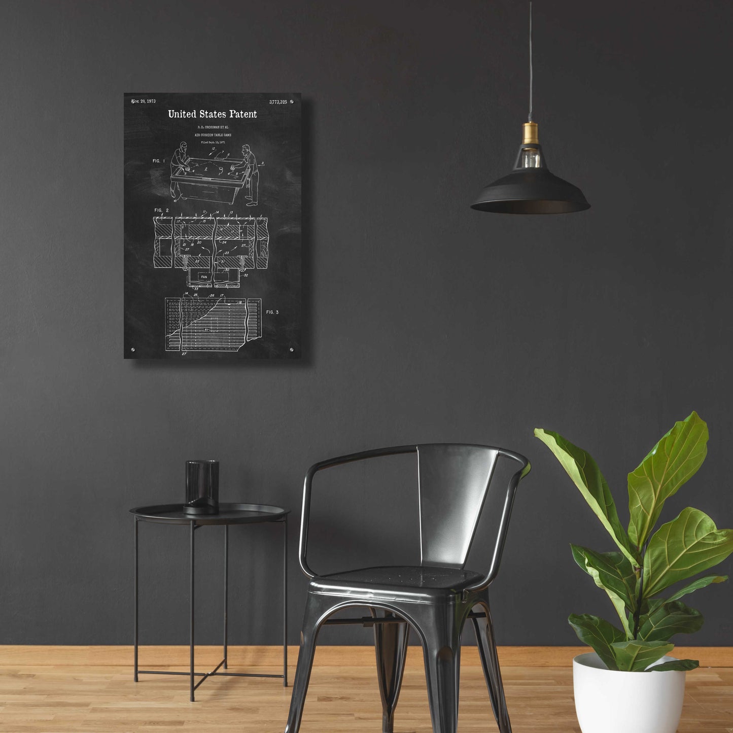 Epic Art 'Air Hockey Blueprint Patent Chalkboard,' Acrylic Glass Wall Art,24x36