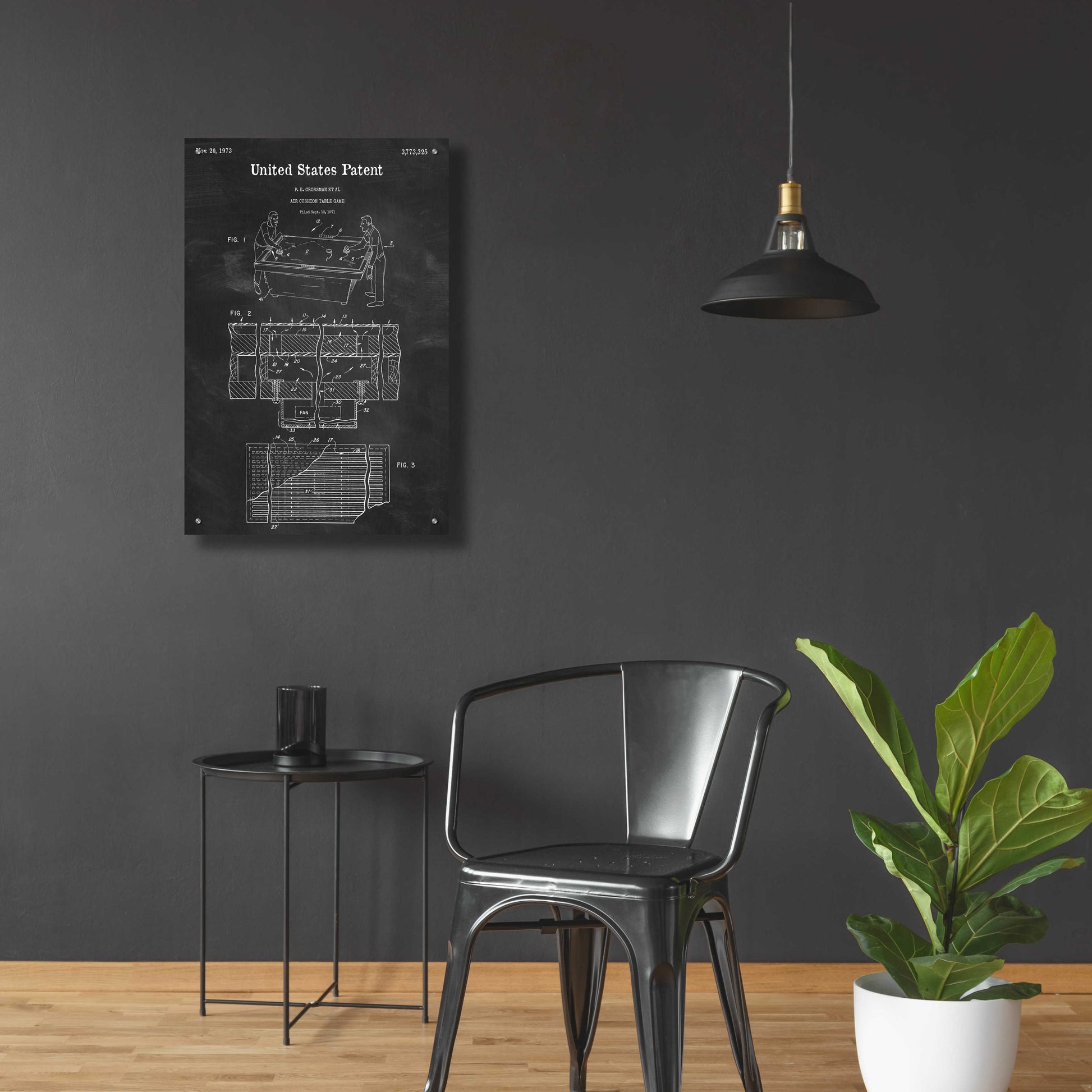 Epic Art 'Air Hockey Blueprint Patent Chalkboard,' Acrylic Glass Wall Art,24x36