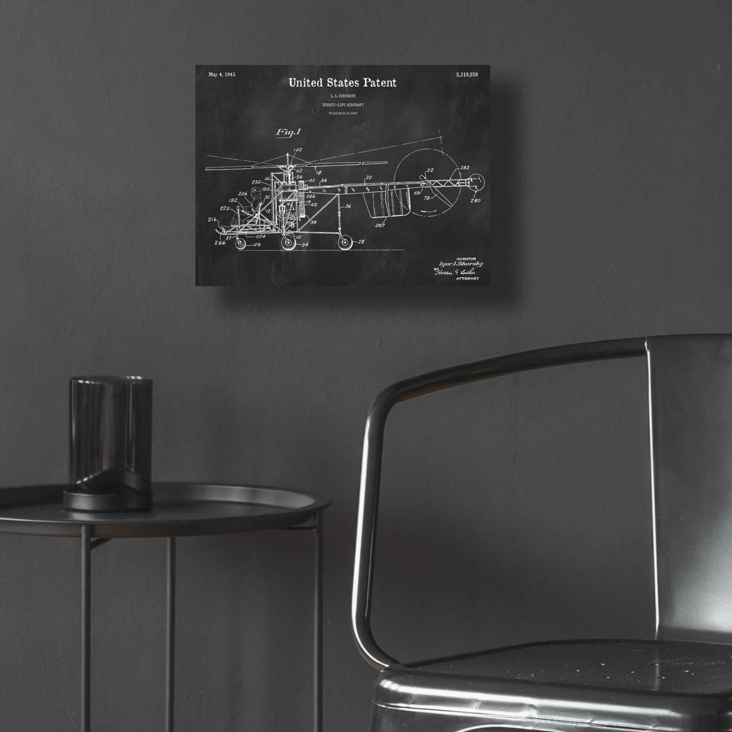 Epic Art 'Direct-Lift Aircraft Blueprint Patent Chalkboard,' Acrylic Glass Wall Art,16x12