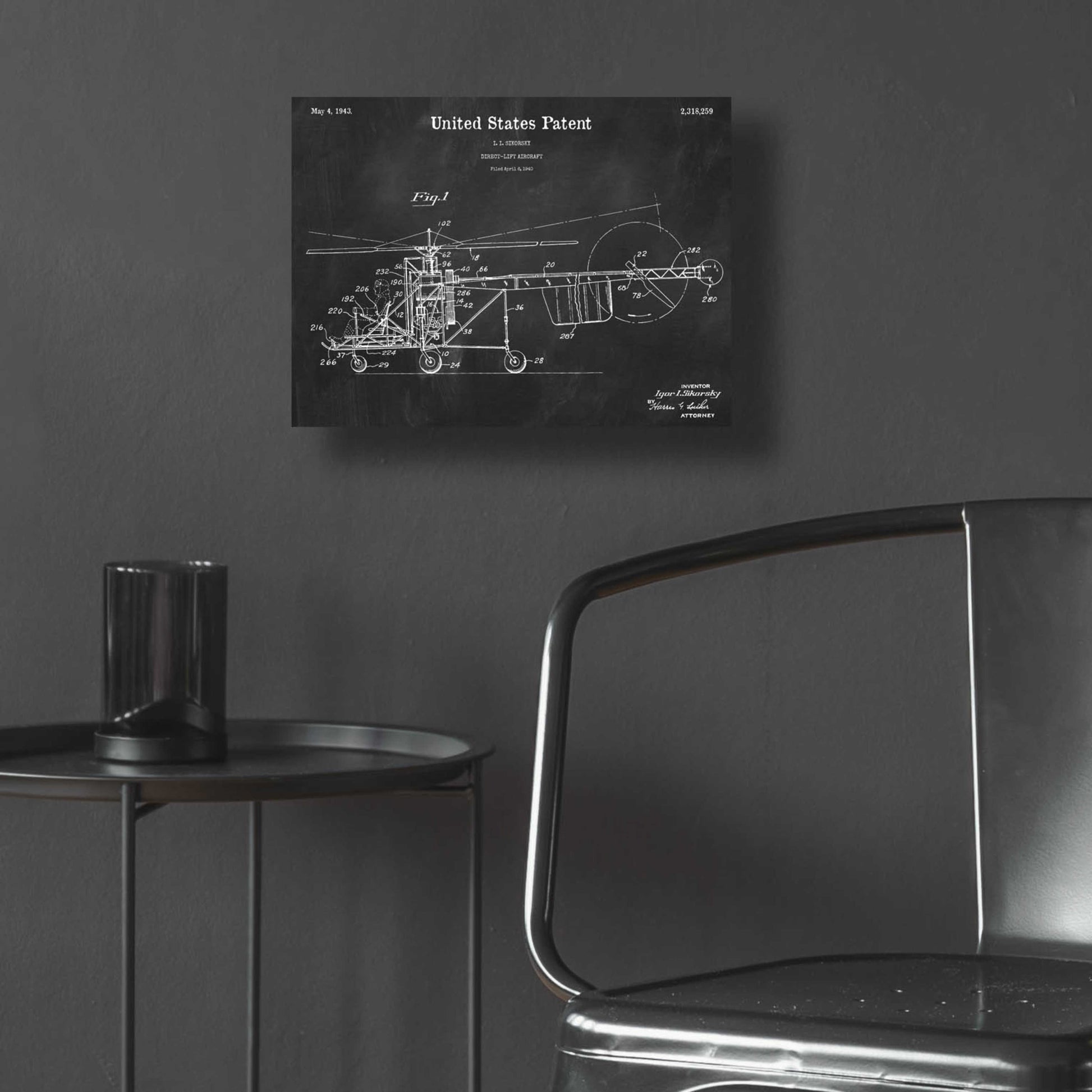 Epic Art 'Direct-Lift Aircraft Blueprint Patent Chalkboard,' Acrylic Glass Wall Art,16x12