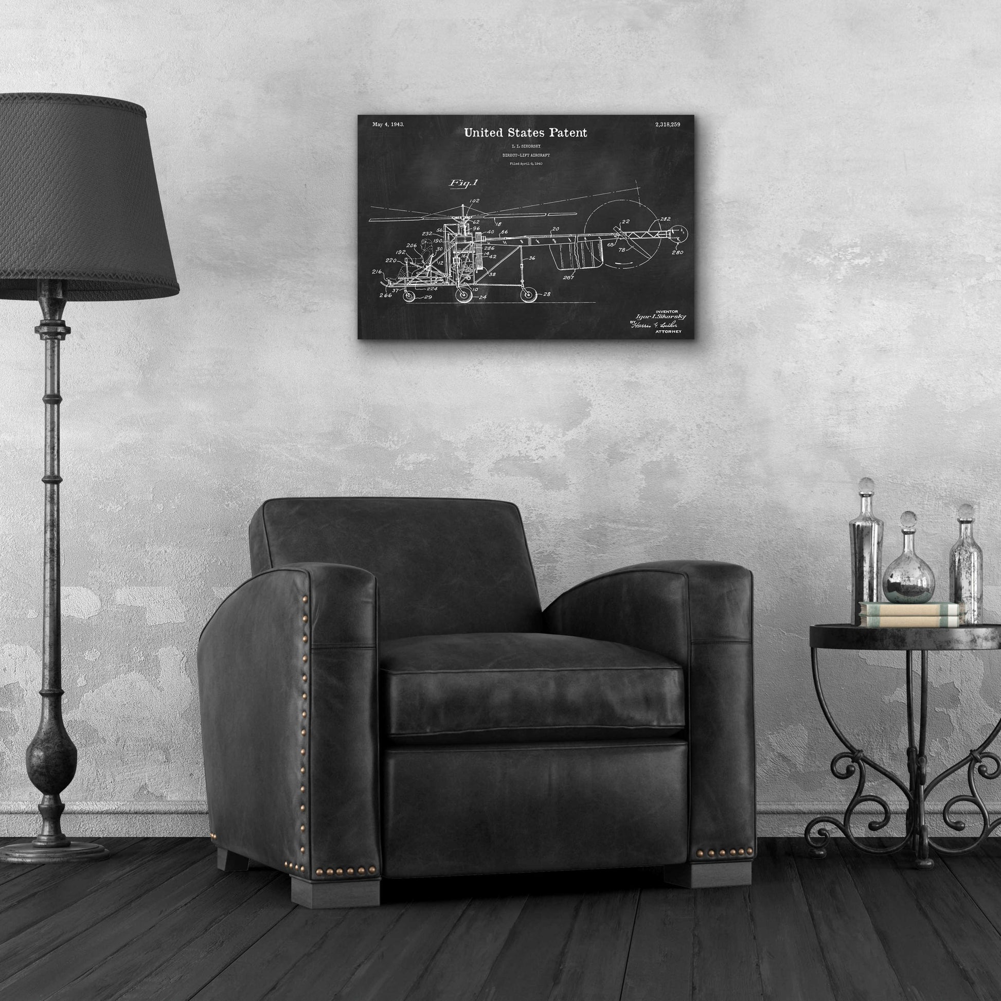 Epic Art 'Direct-Lift Aircraft Blueprint Patent Chalkboard,' Acrylic Glass Wall Art,24x16
