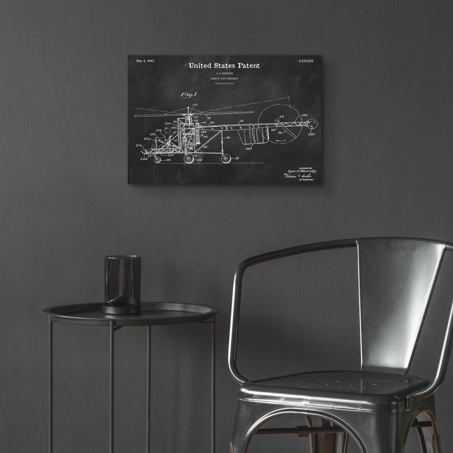Epic Art 'Direct-Lift Aircraft Blueprint Patent Chalkboard,' Acrylic Glass Wall Art,24x16