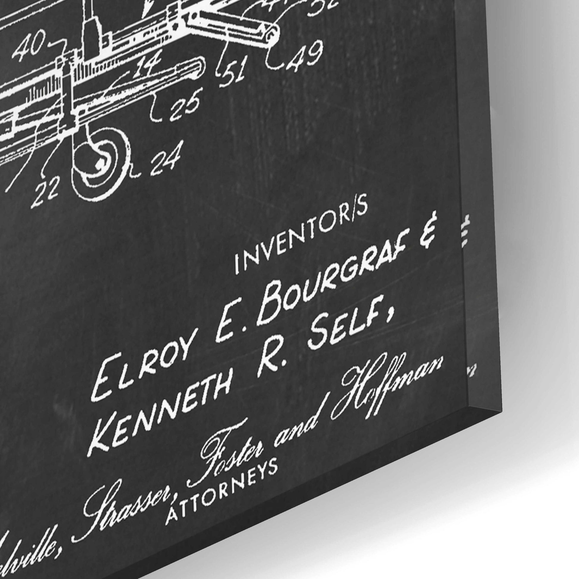 Epic Art 'EMT Stretcher Blueprint Patent Chalkboard,' Acrylic Glass Wall Art,16x12