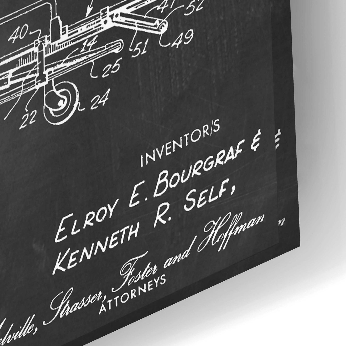 Epic Art 'EMT Stretcher Blueprint Patent Chalkboard,' Acrylic Glass Wall Art,24x16