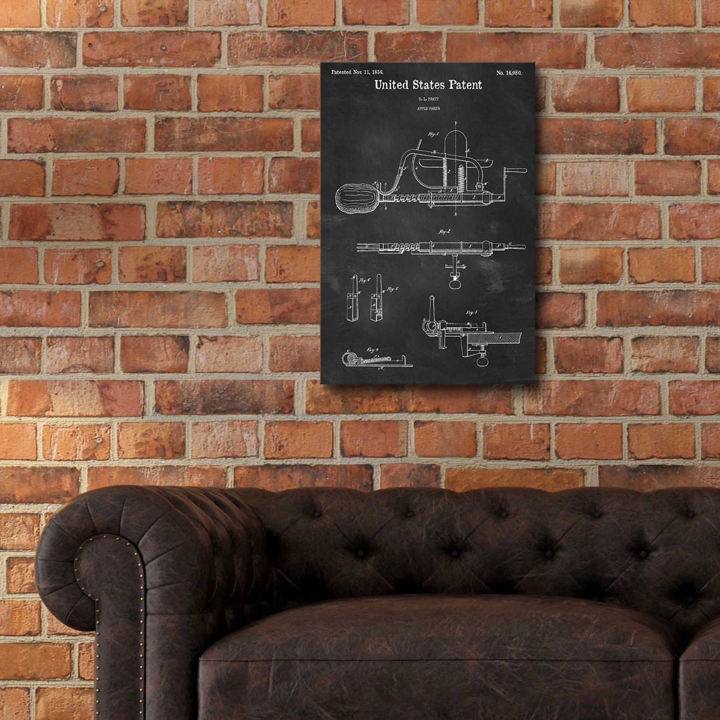 Epic Art 'Apple Parer Blueprint Patent Chalkboard,' Acrylic Glass Wall Art,16x24