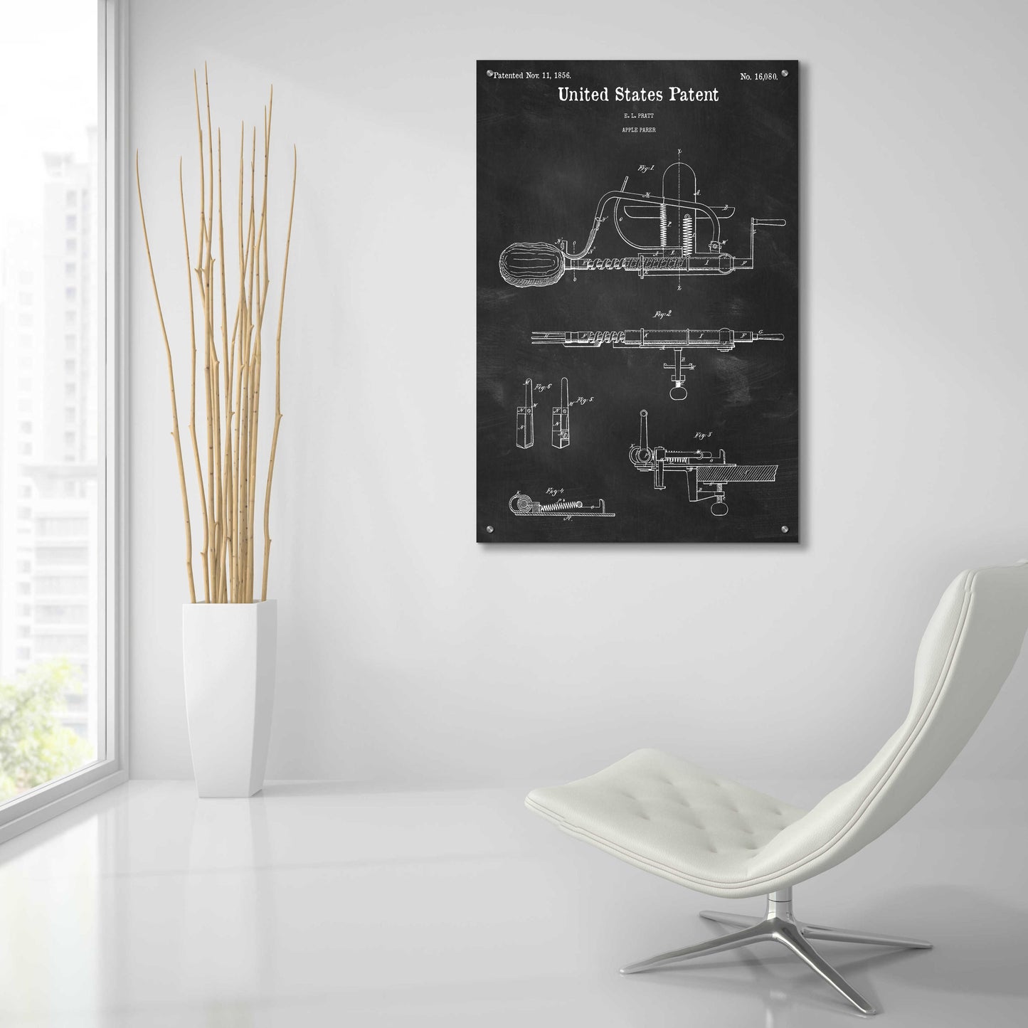 Epic Art 'Apple Parer Blueprint Patent Chalkboard,' Acrylic Glass Wall Art,24x36