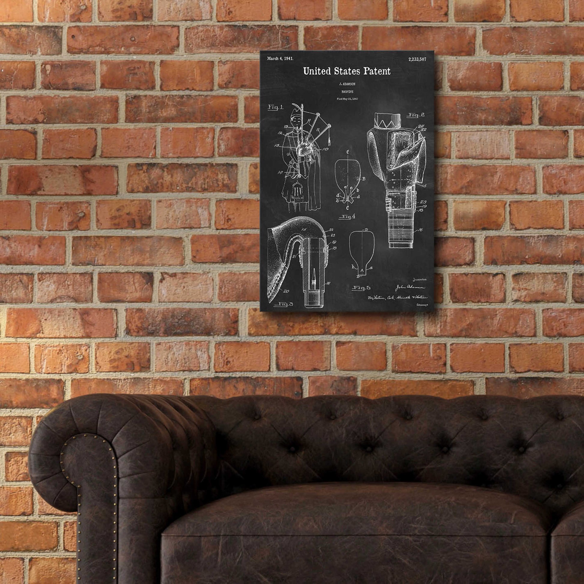 Epic Art 'Bagpipe Blueprint Patent Chalkboard,' Acrylic Glass Wall Art,16x24
