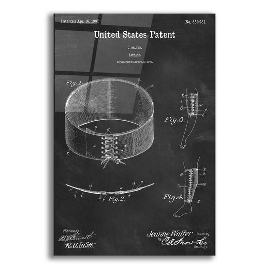 Epic Art 'Bandage Blueprint Patent Chalkboard,' Acrylic Glass Wall Art,12x16x1.1x0,18x26x1.1x0,26x34x1.74x0,40x54x1.74x0