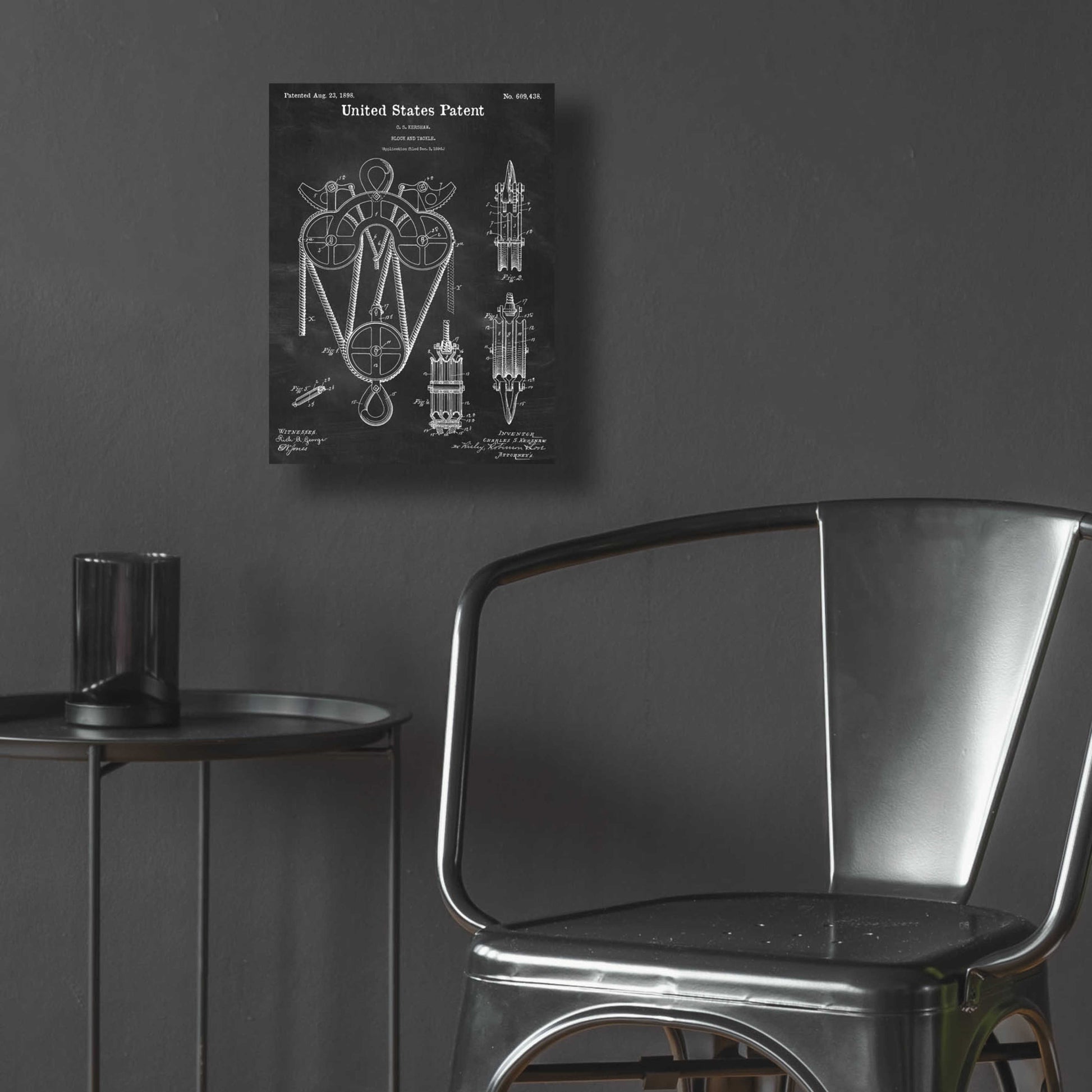 Epic Art 'Block and Tackle Blueprint Patent Chalkboard,' Acrylic Glass Wall Art,12x16