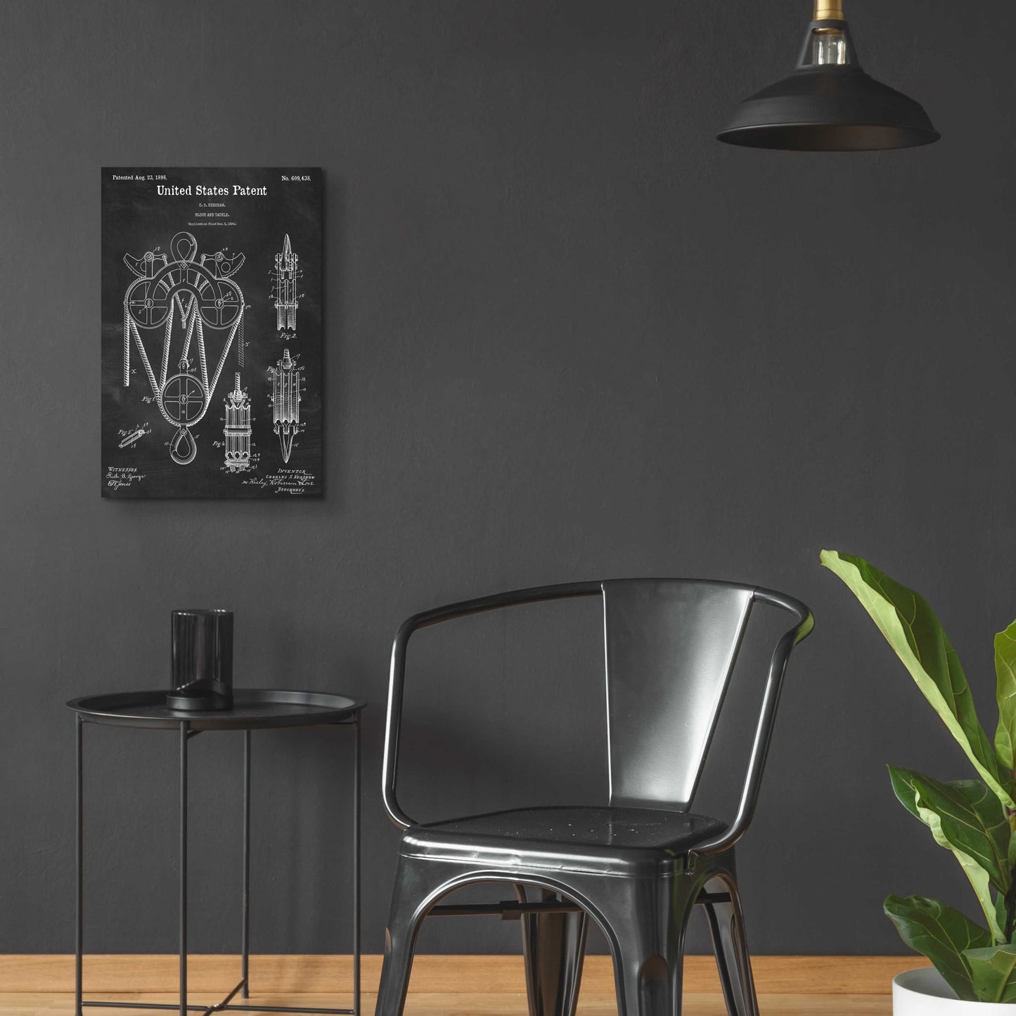 Epic Art 'Block and Tackle Blueprint Patent Chalkboard,' Acrylic Glass Wall Art,16x24
