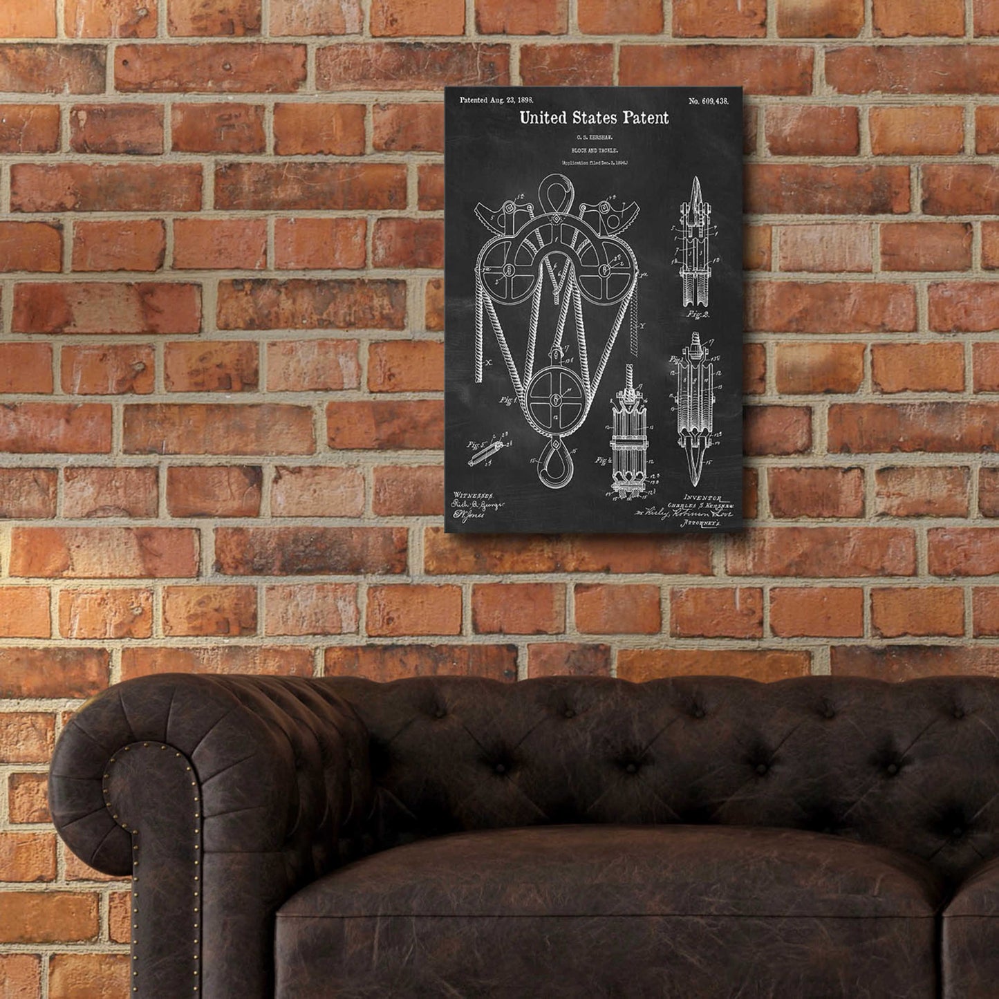 Epic Art 'Block and Tackle Blueprint Patent Chalkboard,' Acrylic Glass Wall Art,16x24