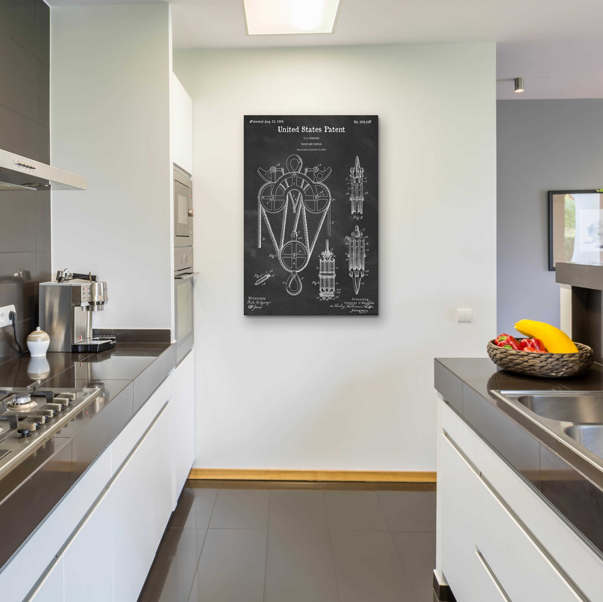 Epic Art 'Block and Tackle Blueprint Patent Chalkboard,' Acrylic Glass Wall Art,24x36