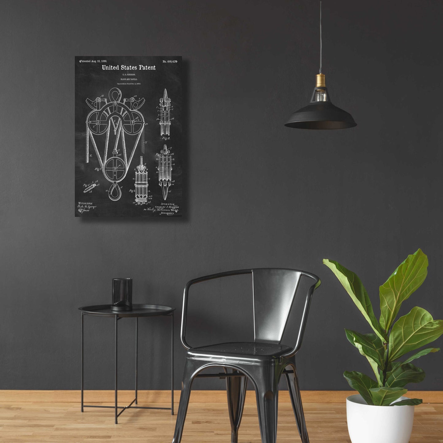 Epic Art 'Block and Tackle Blueprint Patent Chalkboard,' Acrylic Glass Wall Art,24x36