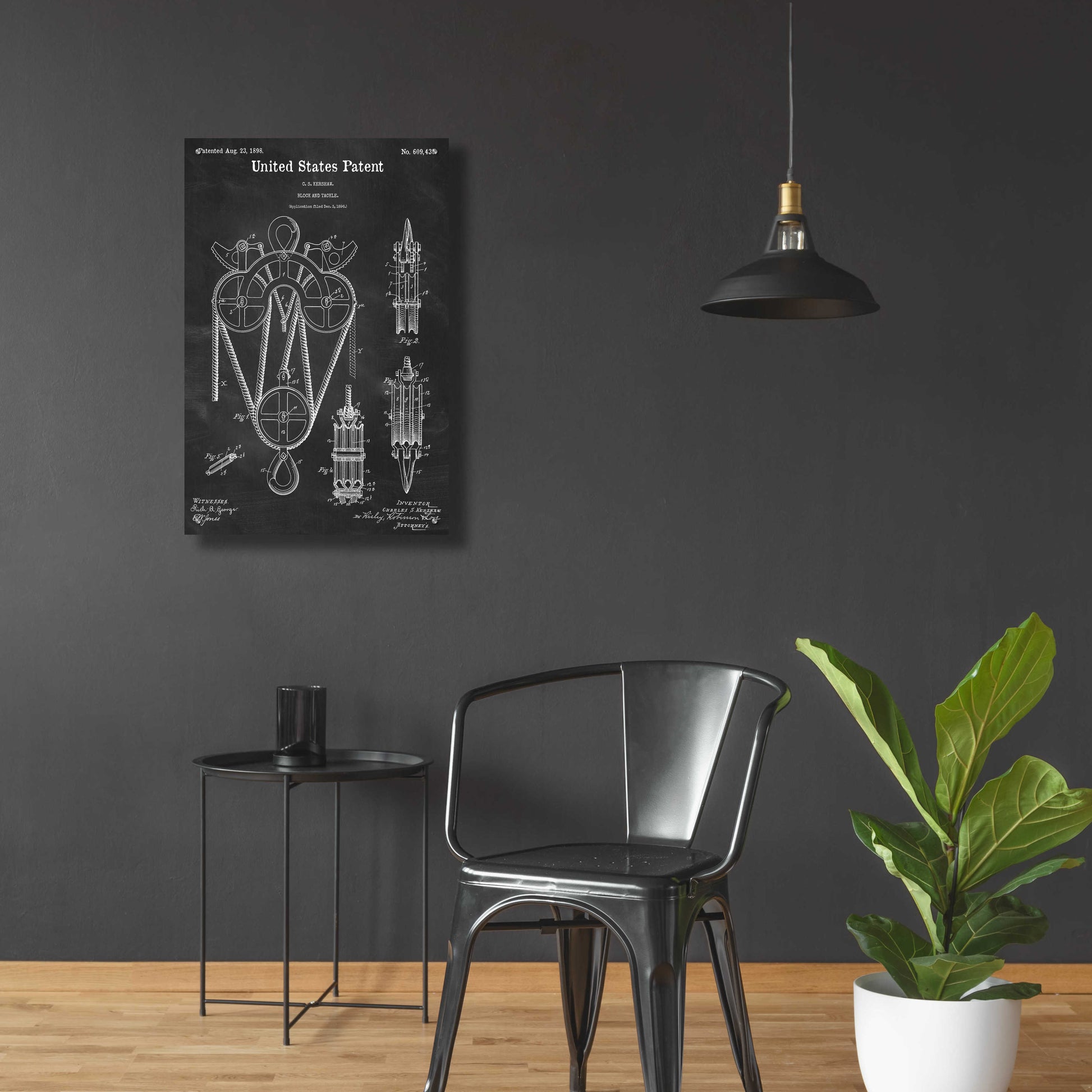 Epic Art 'Block and Tackle Blueprint Patent Chalkboard,' Acrylic Glass Wall Art,24x36
