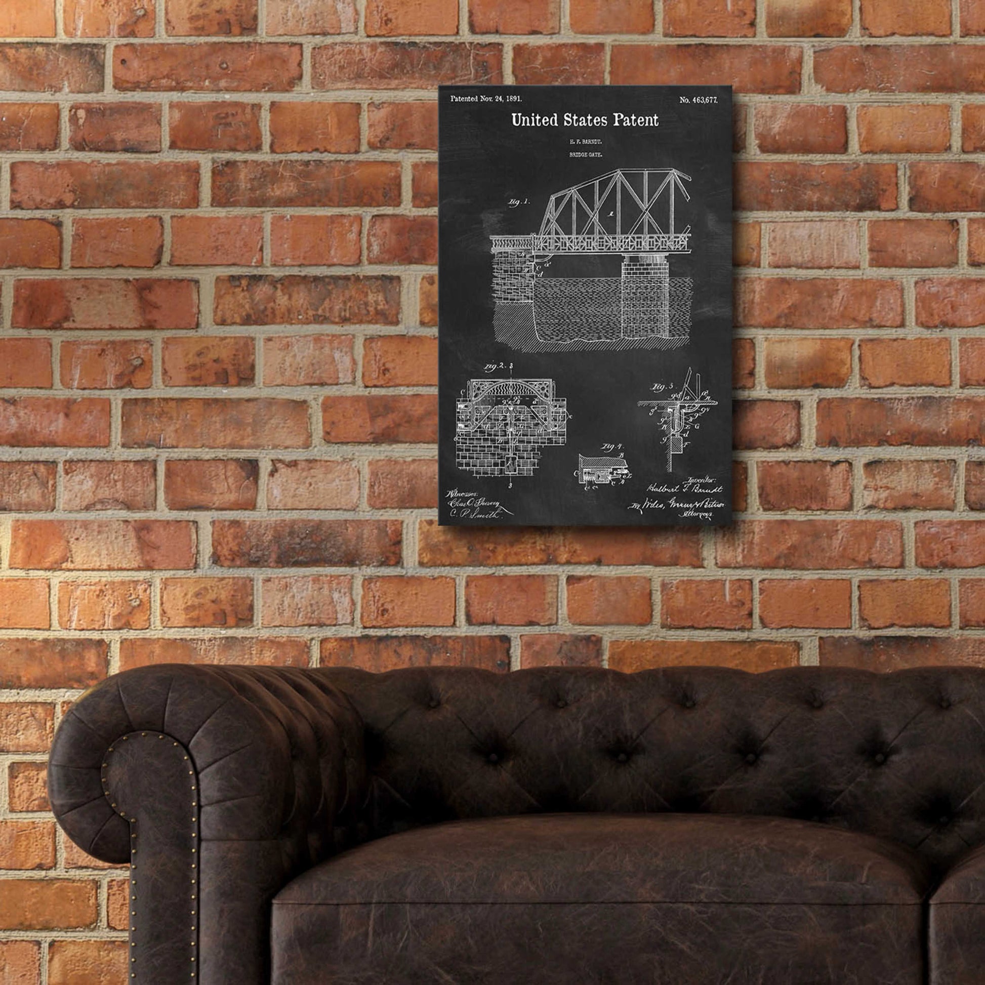 Epic Art 'Bridge Gate Blueprint Patent Chalkboard,' Acrylic Glass Wall Art,16x24