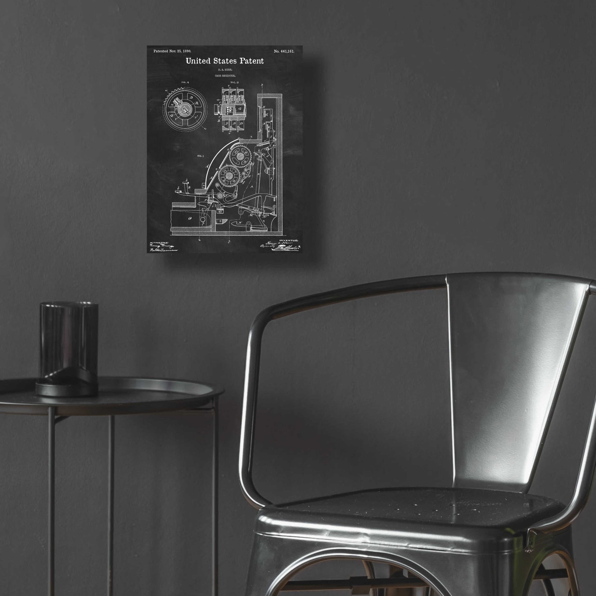 Epic Art 'Cash Register Blueprint Patent Chalkboard,' Acrylic Glass Wall Art,12x16