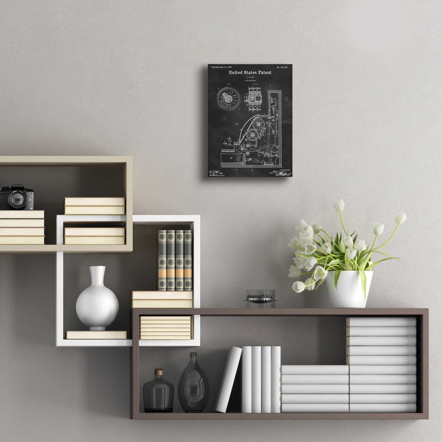 Epic Art 'Cash Register Blueprint Patent Chalkboard,' Acrylic Glass Wall Art,12x16