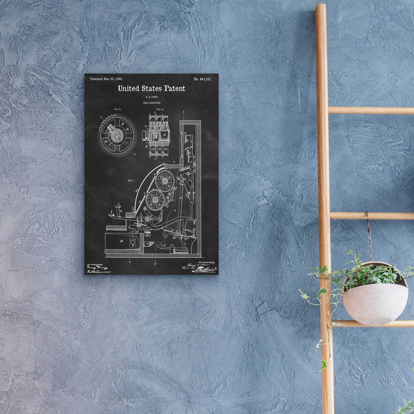 Epic Art 'Cash Register Blueprint Patent Chalkboard,' Acrylic Glass Wall Art,16x24
