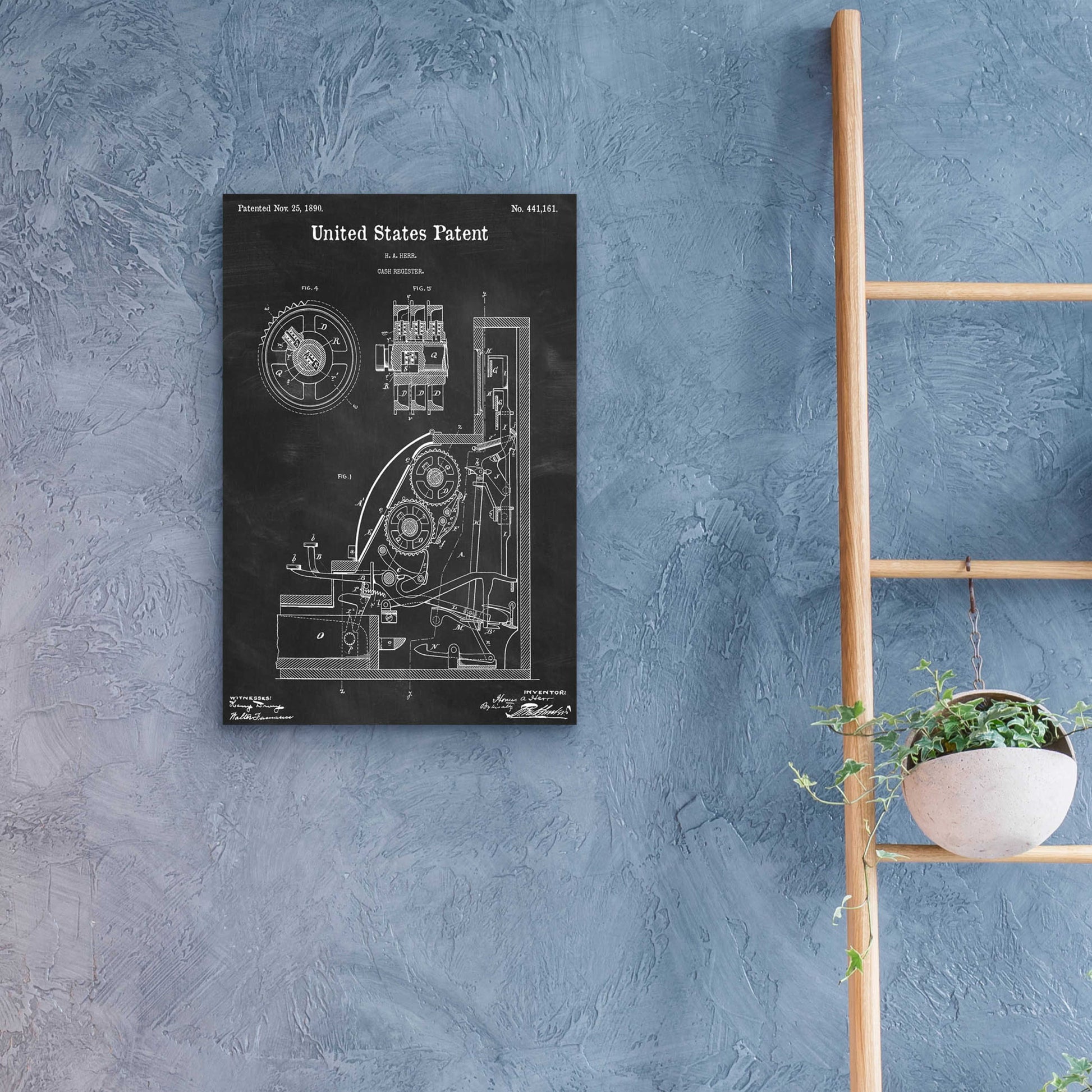 Epic Art 'Cash Register Blueprint Patent Chalkboard,' Acrylic Glass Wall Art,16x24