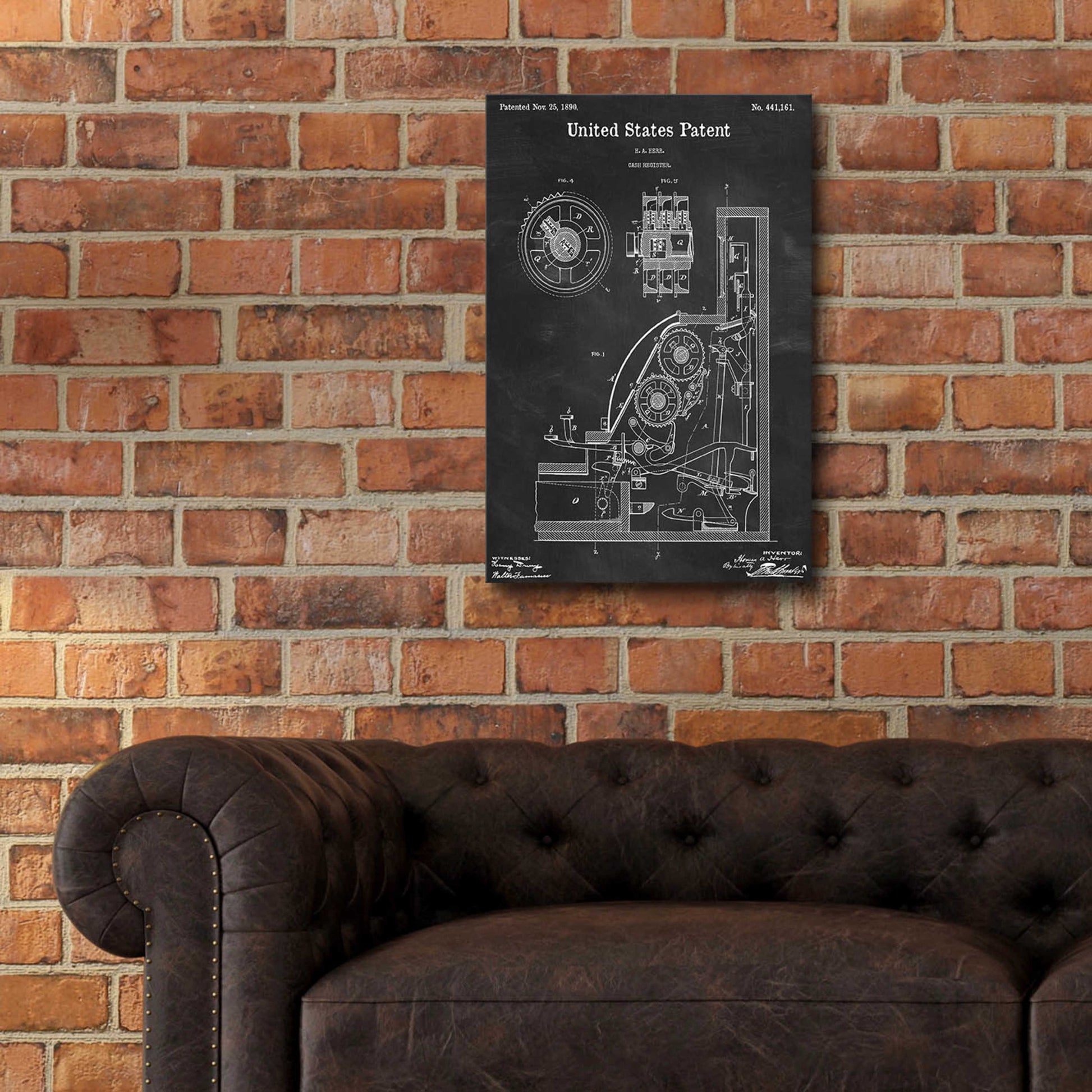 Epic Art 'Cash Register Blueprint Patent Chalkboard,' Acrylic Glass Wall Art,16x24