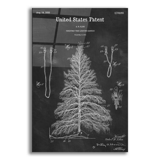 Epic Art 'Artificial Christmas Tree Blueprint Patent Chalkboard,' Acrylic Glass Wall Art,12x16x1.1x0,18x26x1.1x0,26x34x1.74x0,40x54x1.74x0