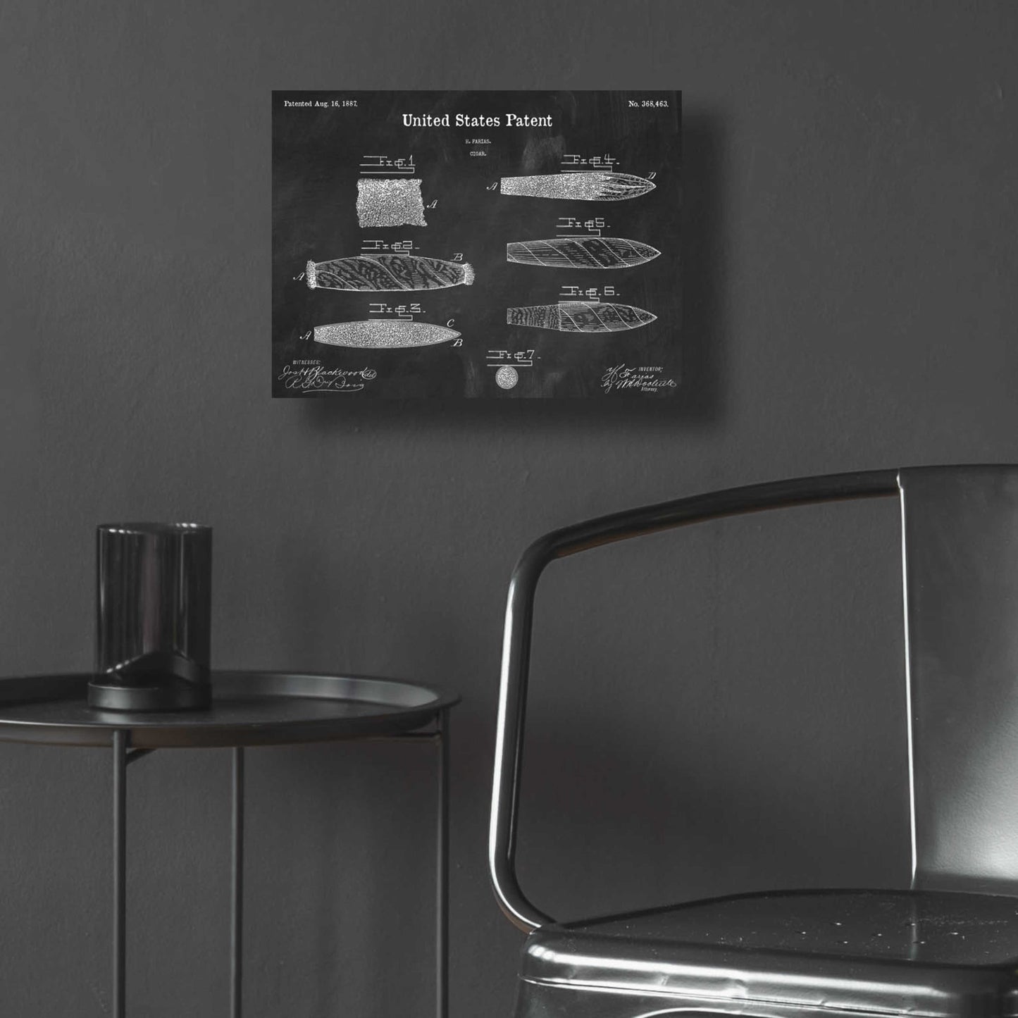 Epic Art 'Cigar Blueprint Patent Chalkboard,' Acrylic Glass Wall Art,16x12