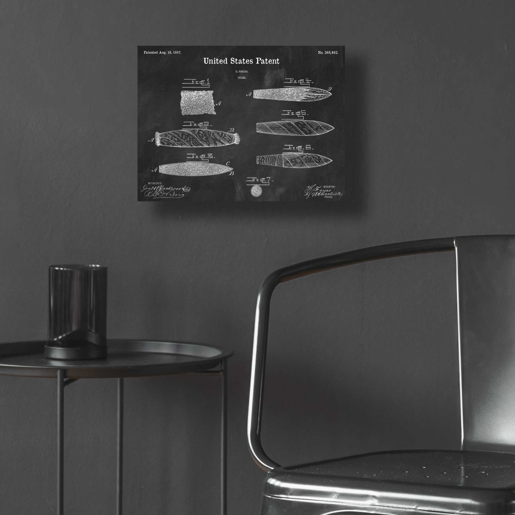 Epic Art 'Cigar Blueprint Patent Chalkboard,' Acrylic Glass Wall Art,16x12