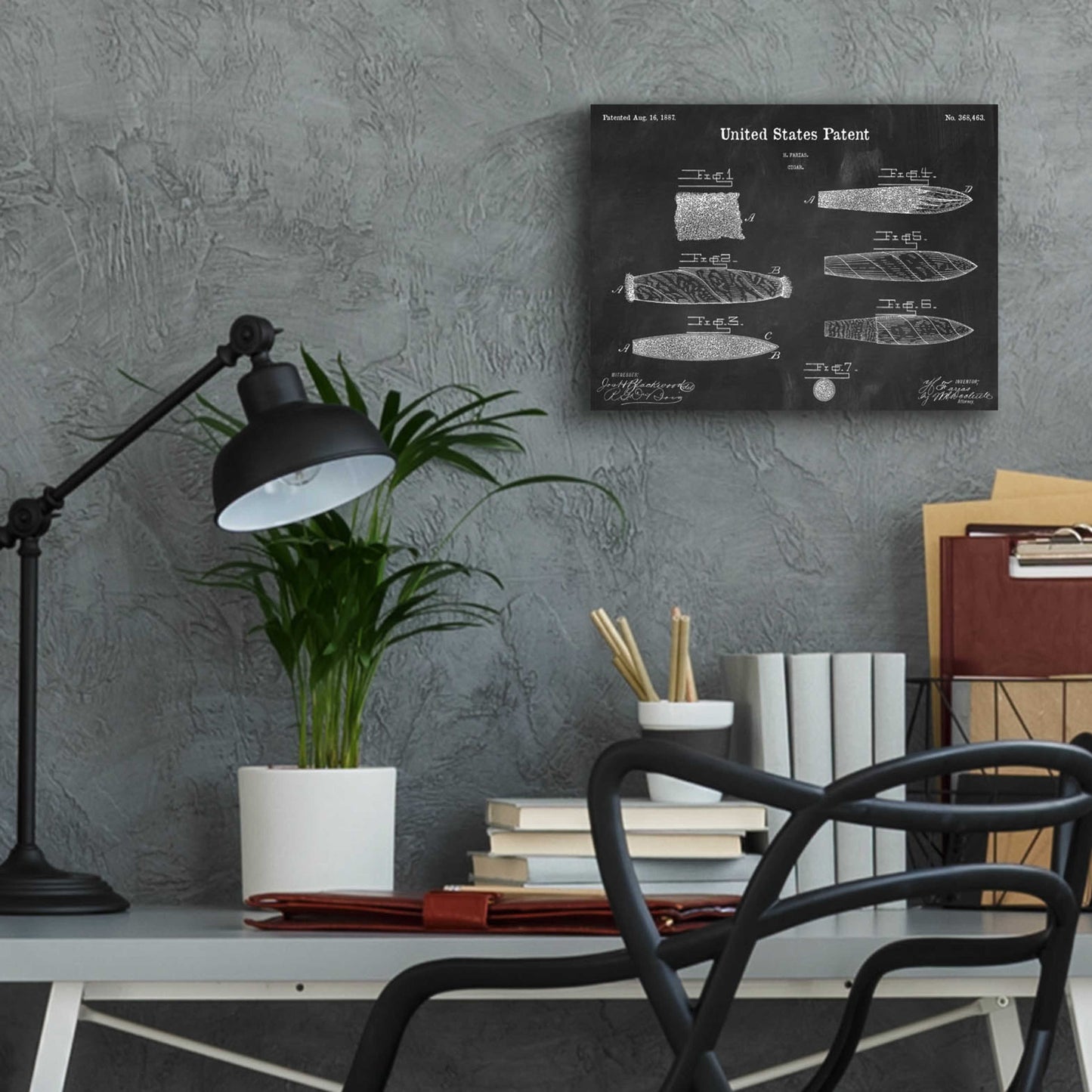 Epic Art 'Cigar Blueprint Patent Chalkboard,' Acrylic Glass Wall Art,16x12