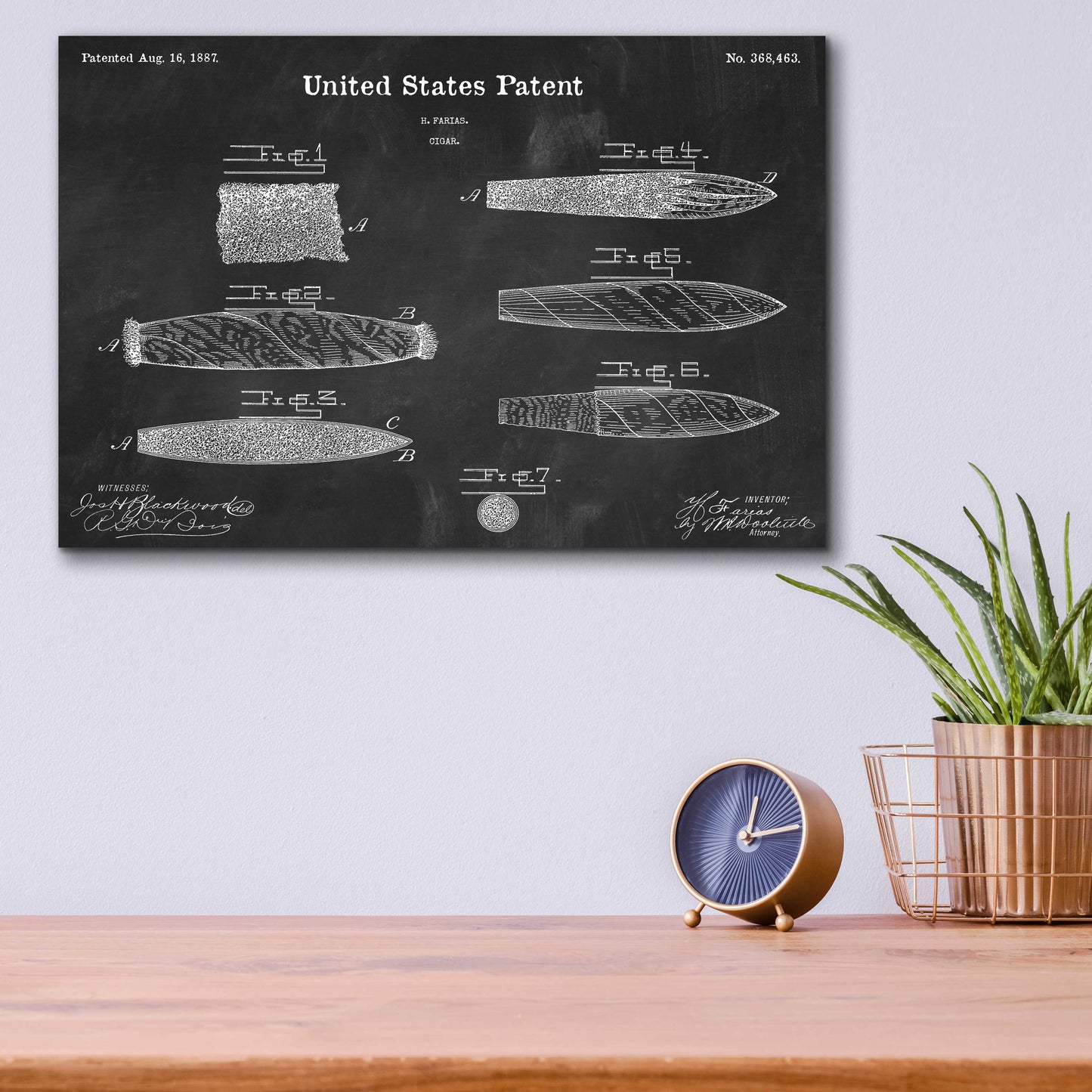 Epic Art 'Cigar Blueprint Patent Chalkboard,' Acrylic Glass Wall Art,16x12
