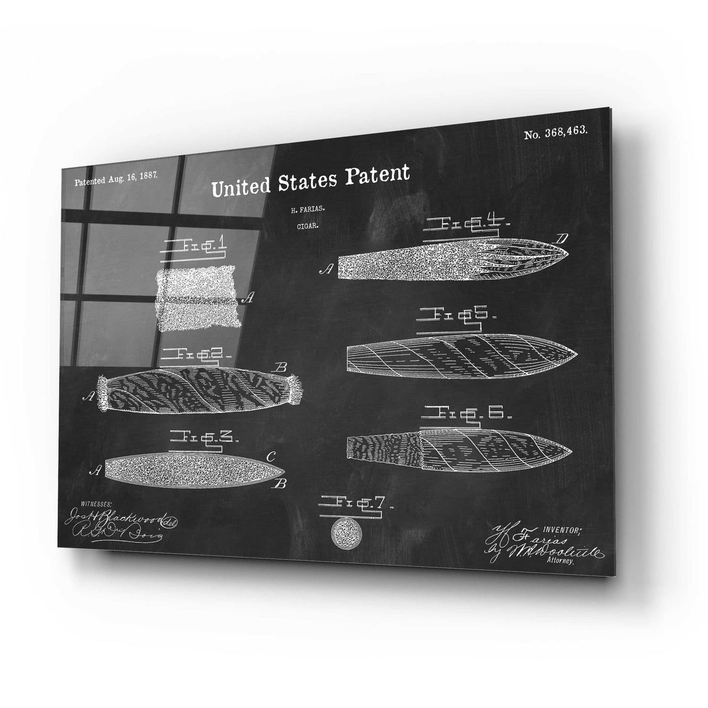 Epic Art 'Cigar Blueprint Patent Chalkboard,' Acrylic Glass Wall Art,24x16