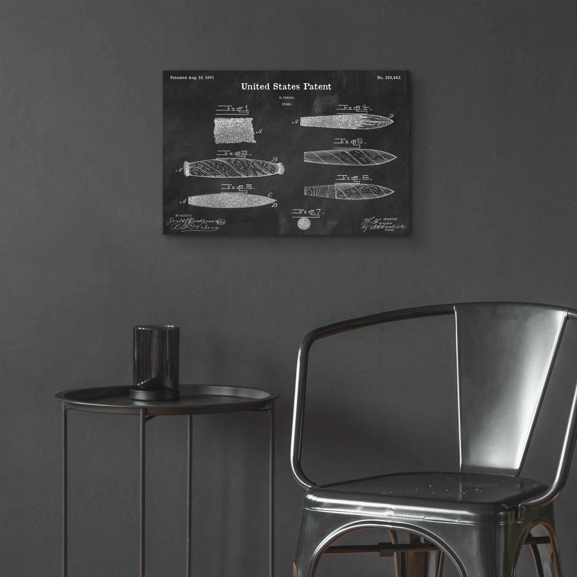 Epic Art 'Cigar Blueprint Patent Chalkboard,' Acrylic Glass Wall Art,24x16