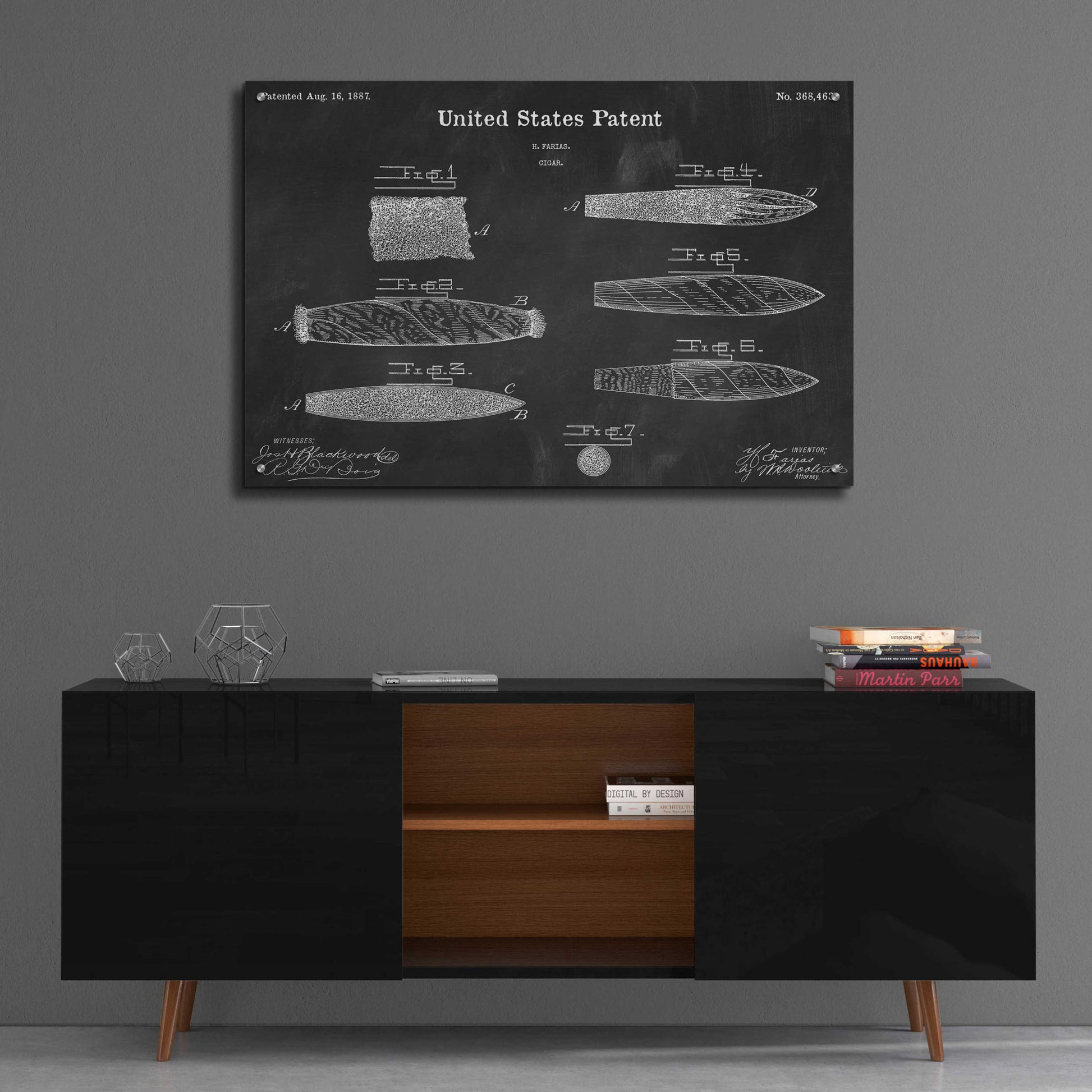 Epic Art 'Cigar Blueprint Patent Chalkboard,' Acrylic Glass Wall Art,36x24