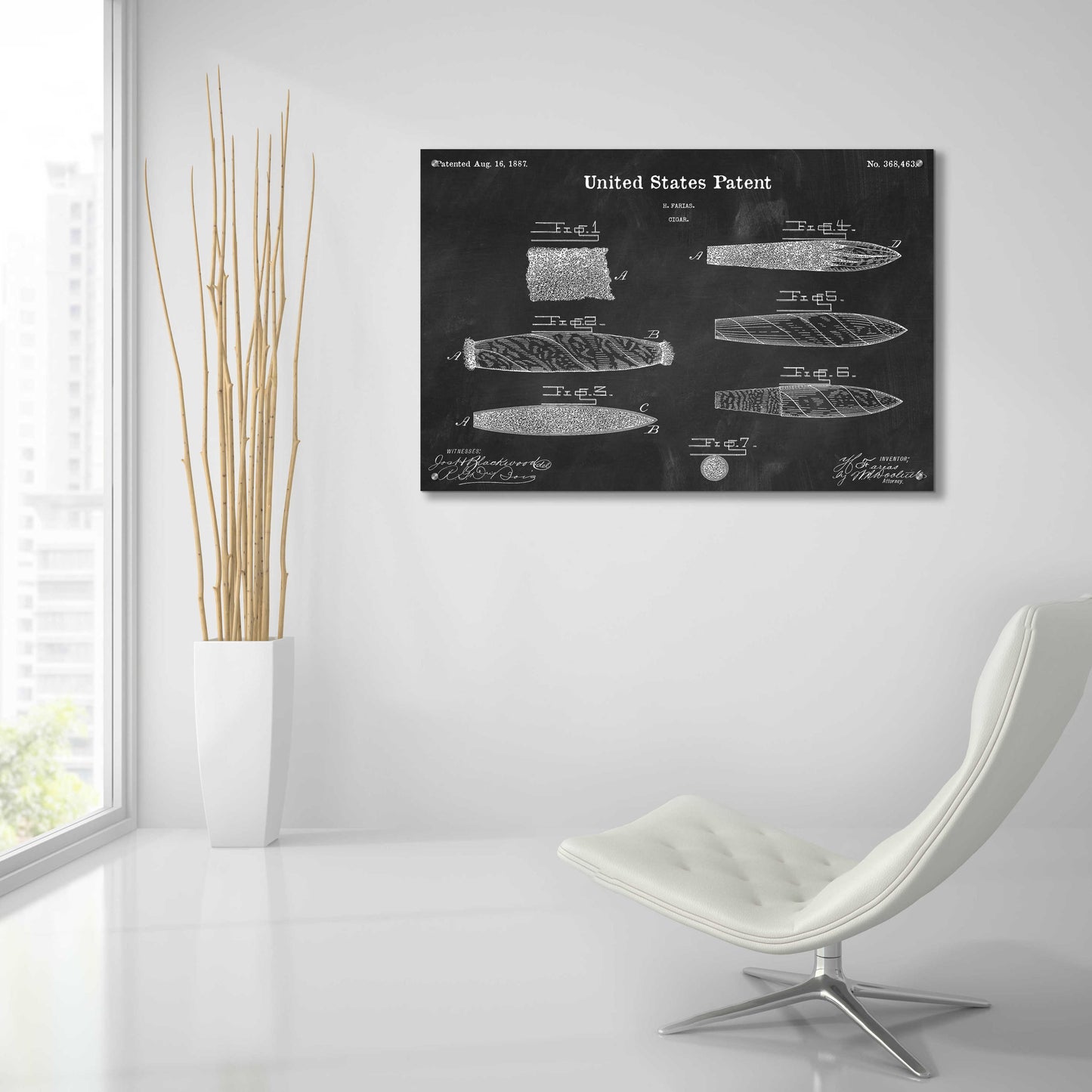 Epic Art 'Cigar Blueprint Patent Chalkboard,' Acrylic Glass Wall Art,36x24