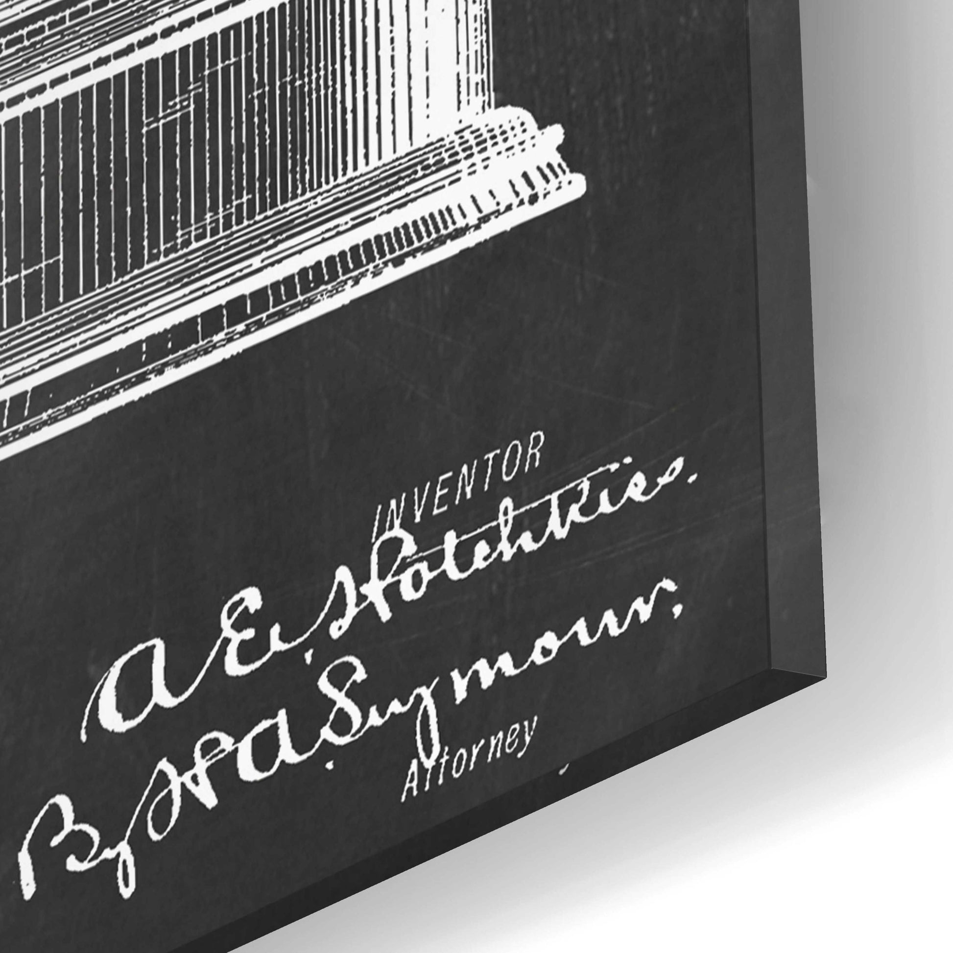 Epic Art 'Clock Blueprint Patent Chalkboard,' Acrylic Glass Wall Art,16x12