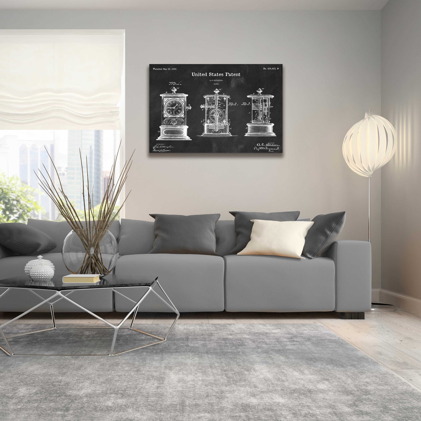 Epic Art 'Clock Blueprint Patent Chalkboard,' Acrylic Glass Wall Art,36x24