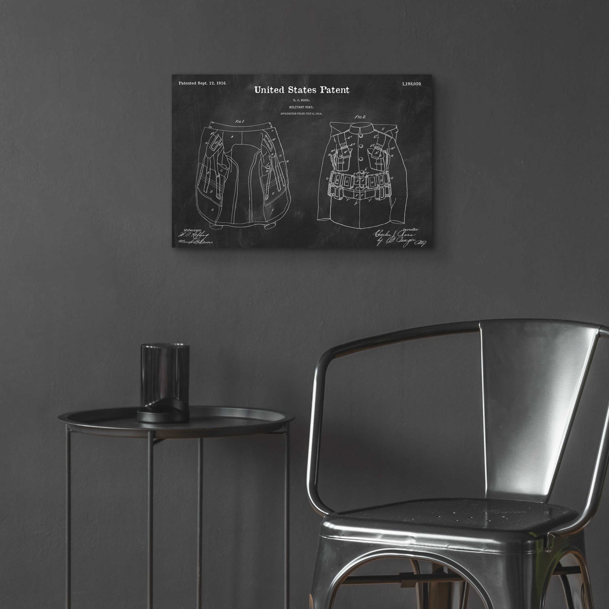 Epic Art 'Military Coat Blueprint Patent Chalkboard,' Acrylic Glass Wall Art,24x16
