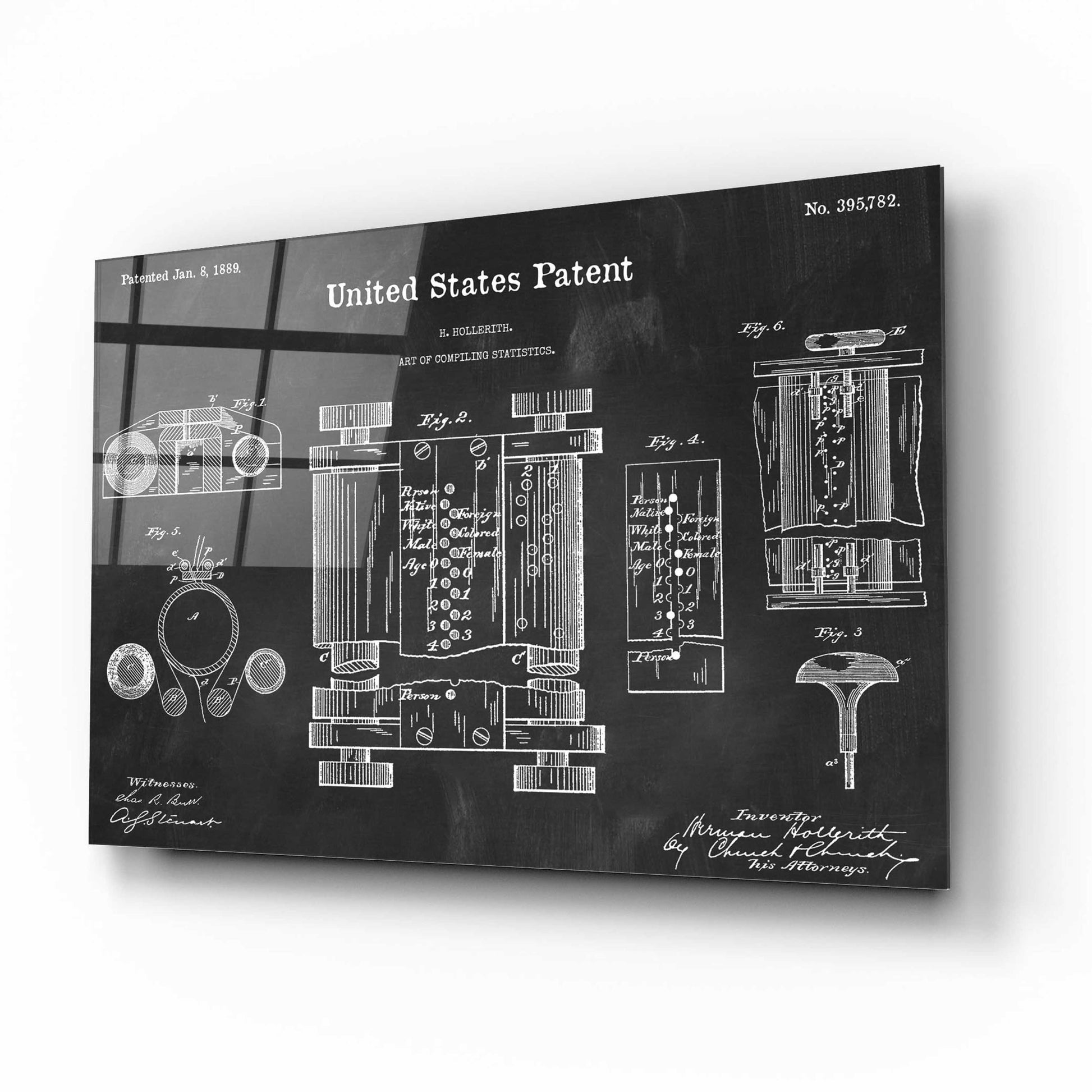 Epic Art 'Tubular Machine Blueprint Patent Chalkboard,' Acrylic Glass Wall Art,16x12