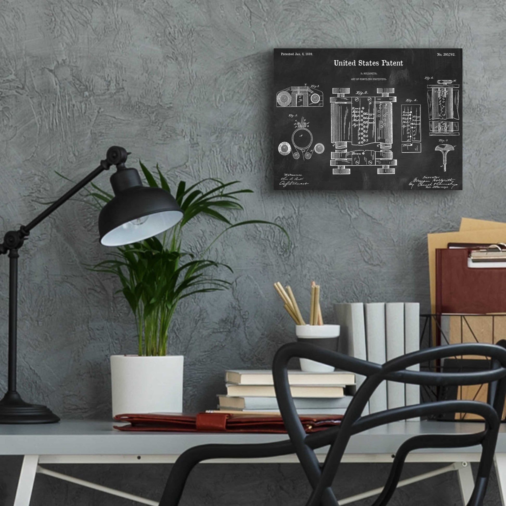 Epic Art 'Tubular Machine Blueprint Patent Chalkboard,' Acrylic Glass Wall Art,16x12