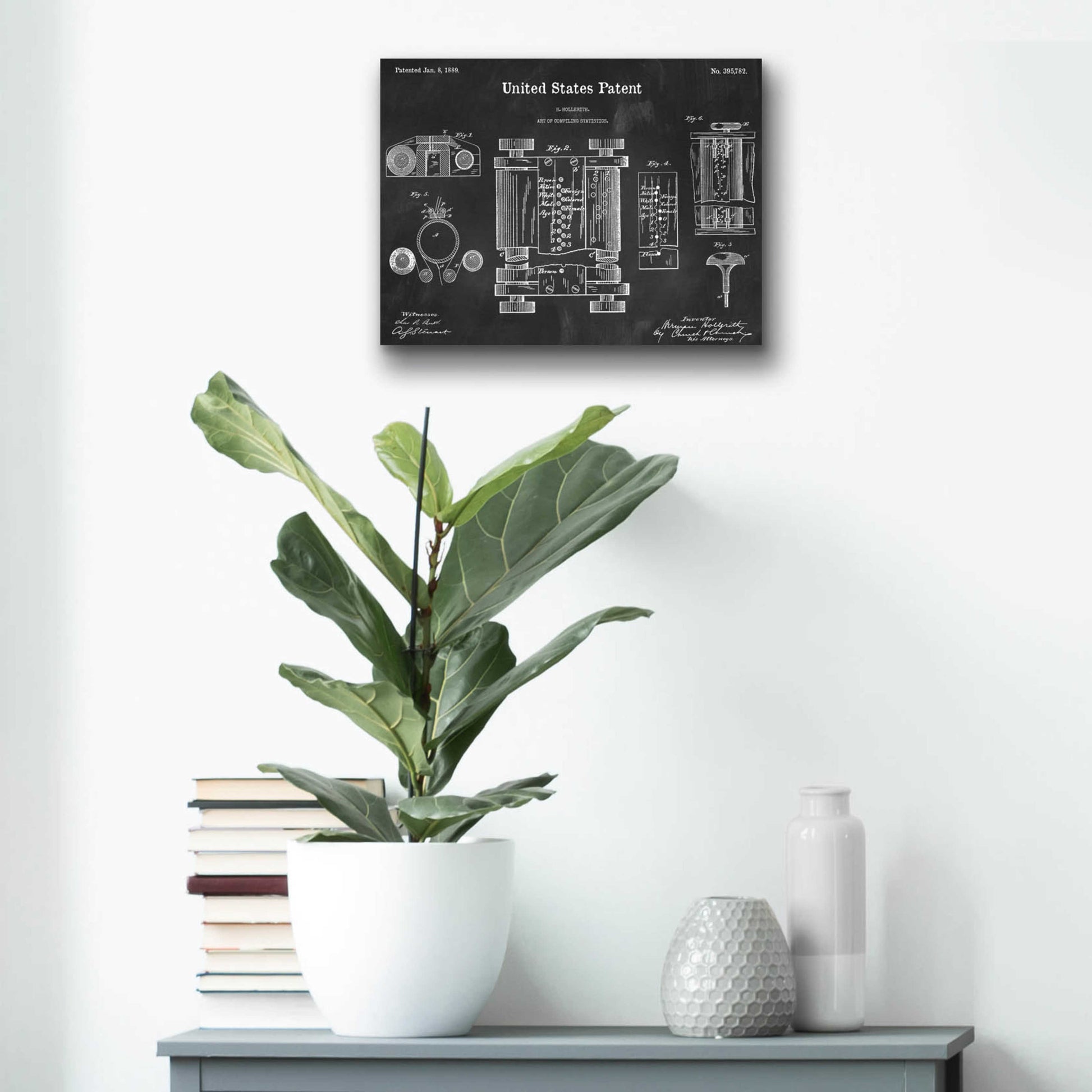 Epic Art 'Tubular Machine Blueprint Patent Chalkboard,' Acrylic Glass Wall Art,16x12