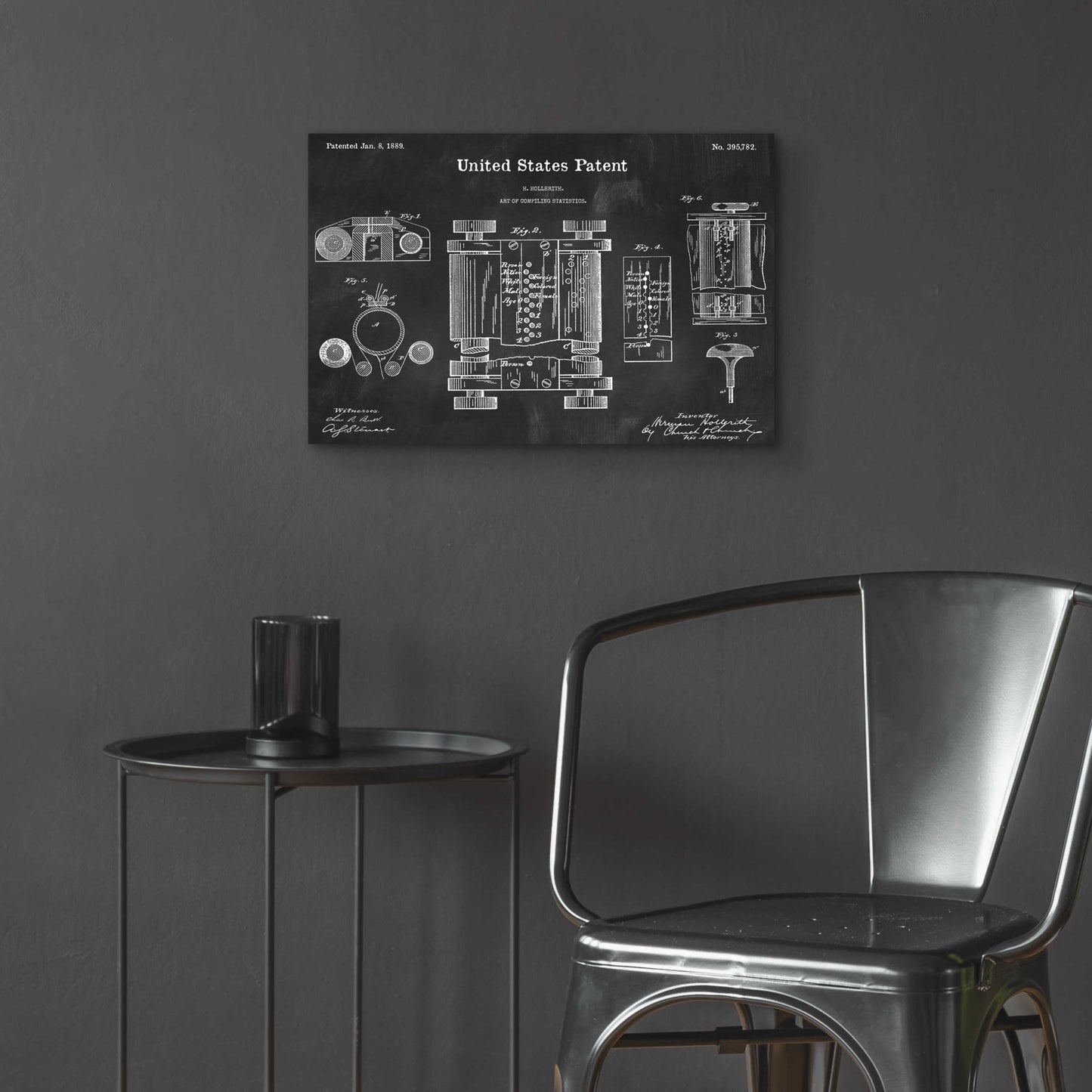 Epic Art 'Tubular Machine Blueprint Patent Chalkboard,' Acrylic Glass Wall Art,24x16